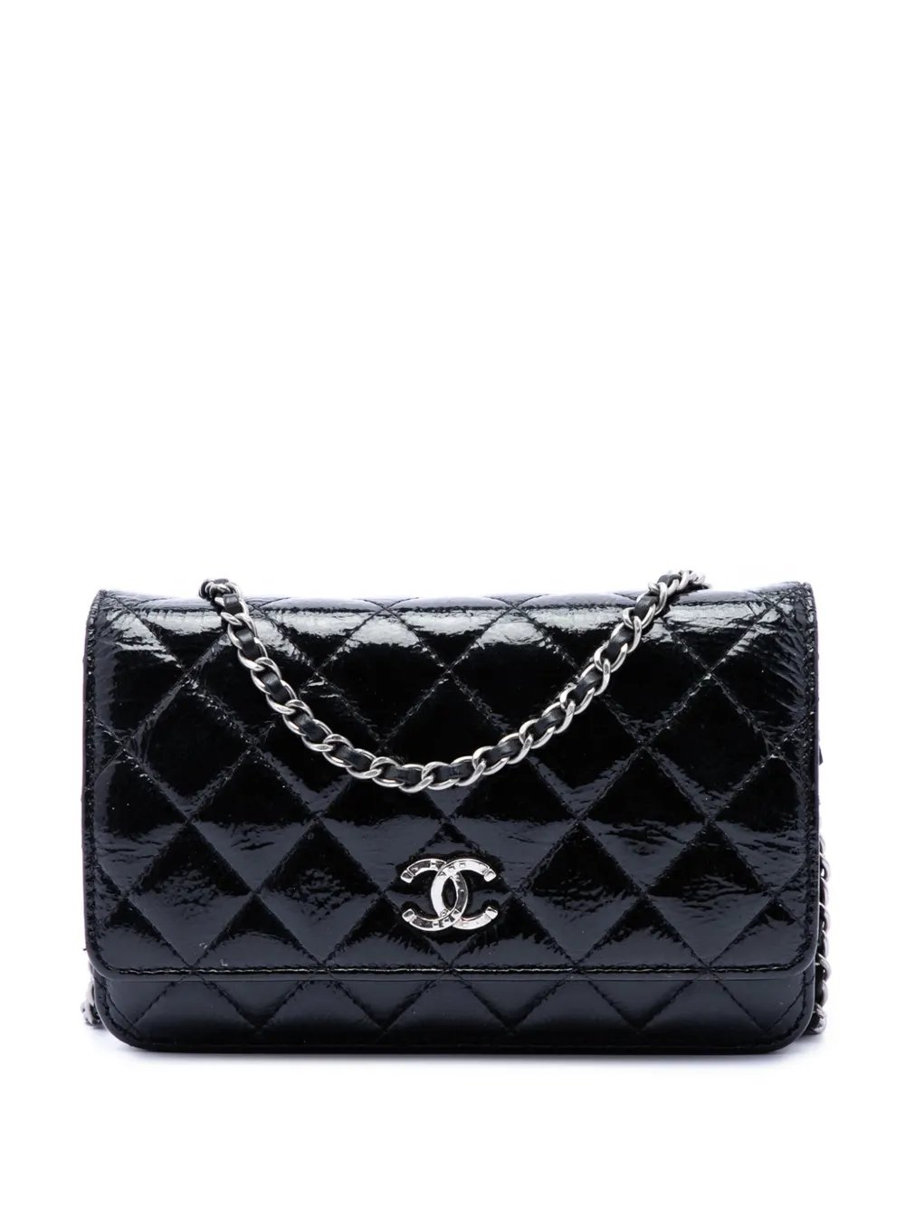 2014 CC Quilted Shiny Aged Calfskin Wallet On Chain crossbody bag