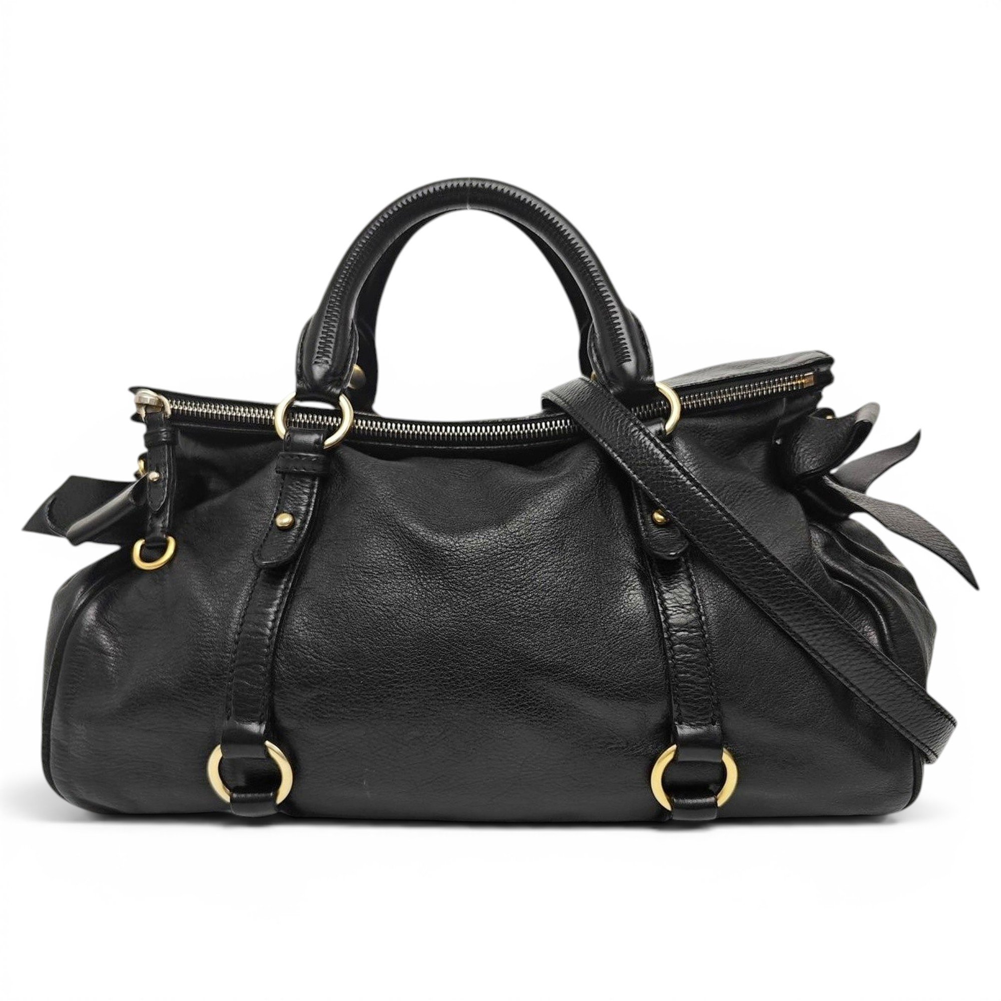 Bow bag leather handbag