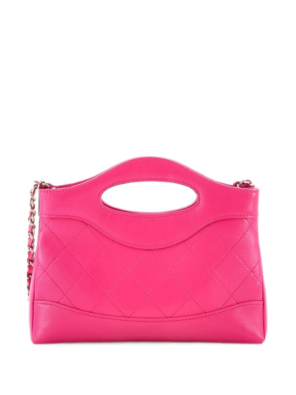 31 Shopping Bag Clutch with Chain Quilted Shiny Crumpled Calfskin Small crossbody bag