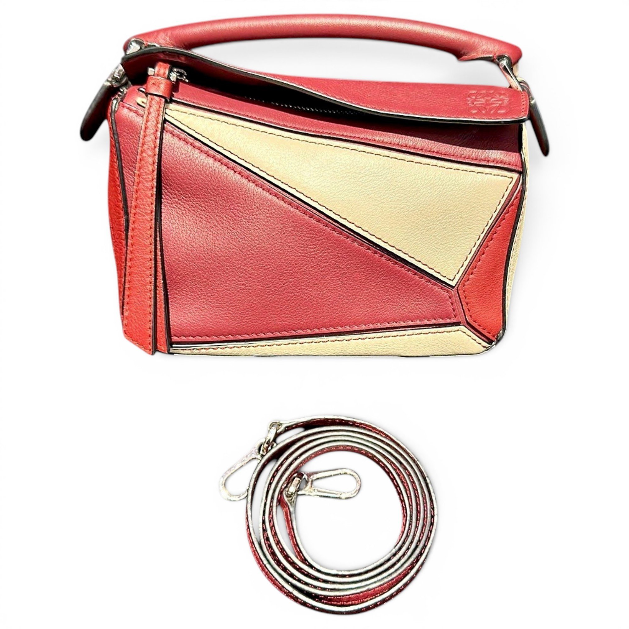 Puzzle leather handbag