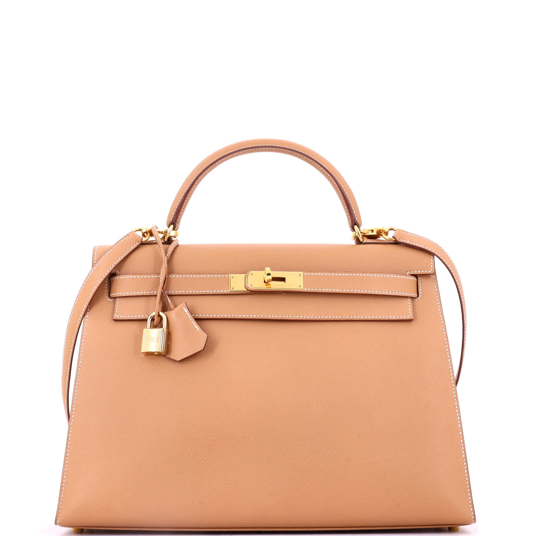 Kelly Handbag Natural Courchevel with Gold Hardware 32