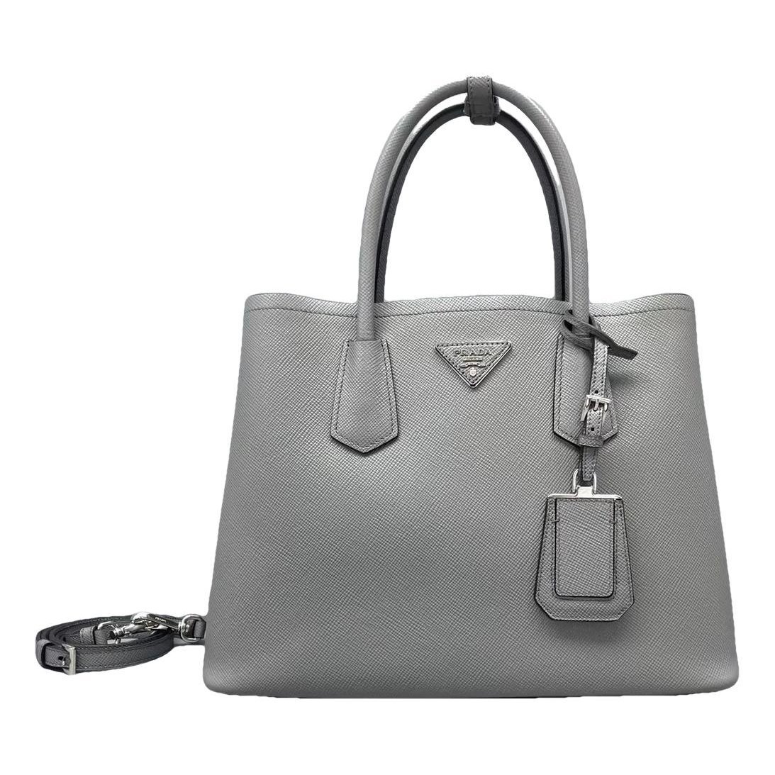 Double leather handbag