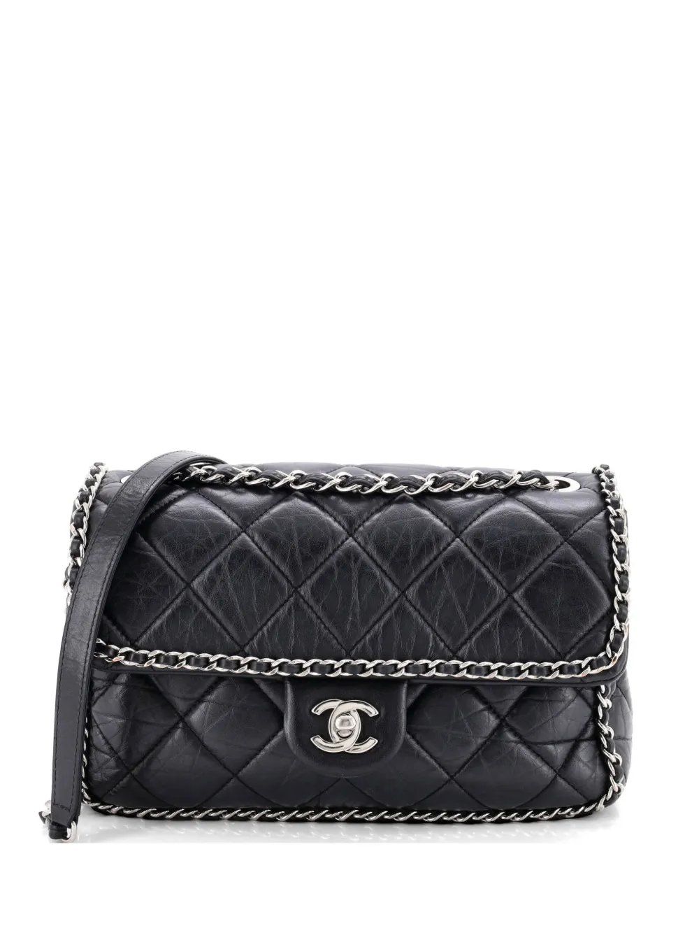 Running Chain Around Flap Bag Quilted Crumpled Calfskin Medium crossbody bag