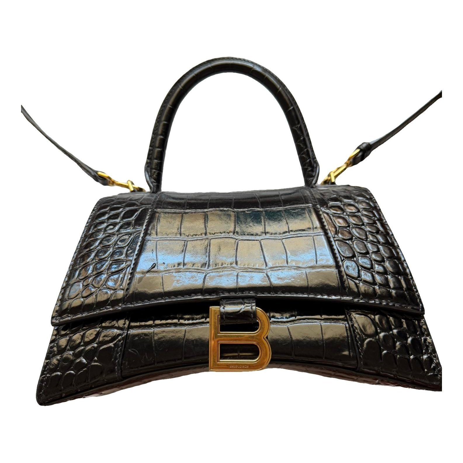 Hourglass leather handbag