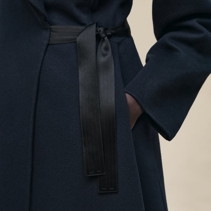 Bleu Noir Long Cashmere Coat