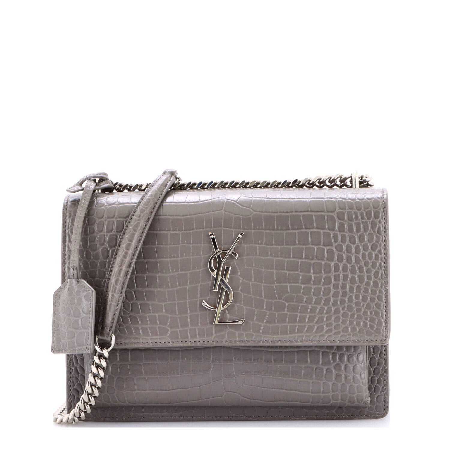 Sunset Crossbody Bag Crocodile Embossed Leather Medium