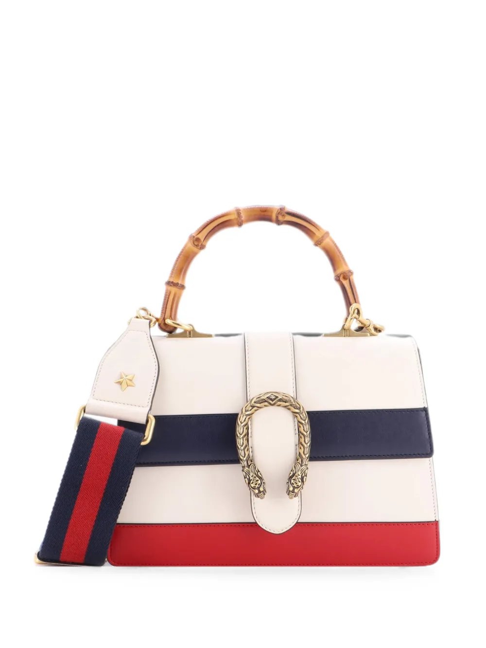 Dionysus Bamboo Top Handle Bag Colorblock Leather Medium satchel