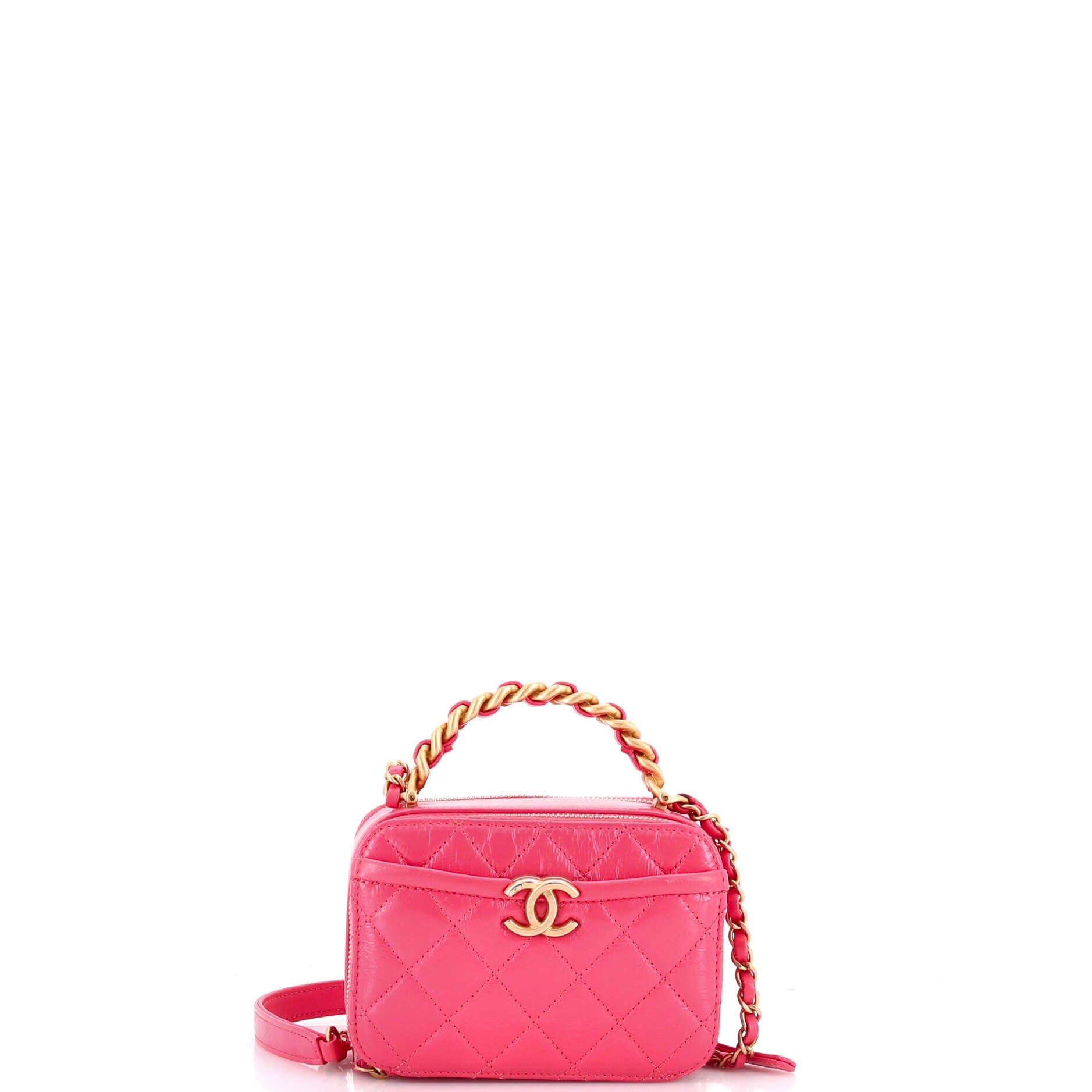 Pick Me Up Logo Handle Vanity Case Quilted Caviar Mini