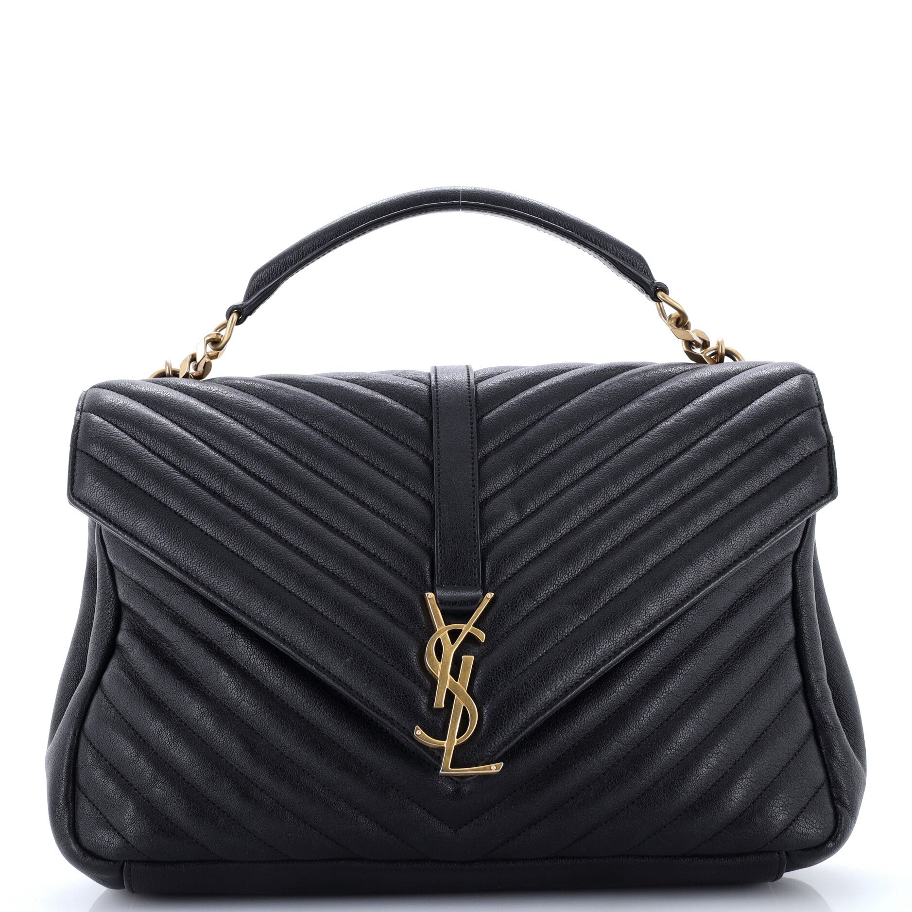 Classic Monogram College Bag Matelasse Chevron Leather Large