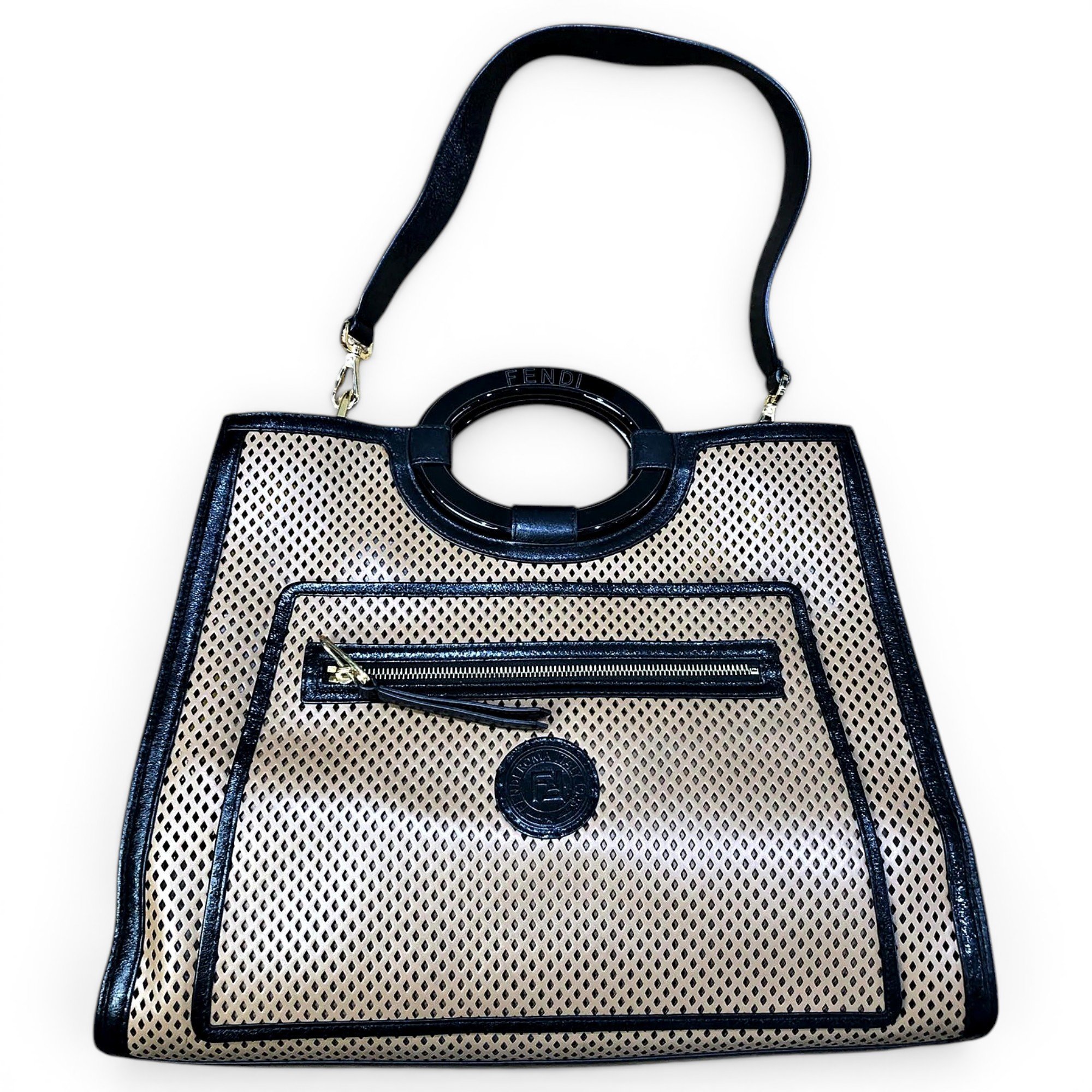 Peekaboo defender leather crossbody bag