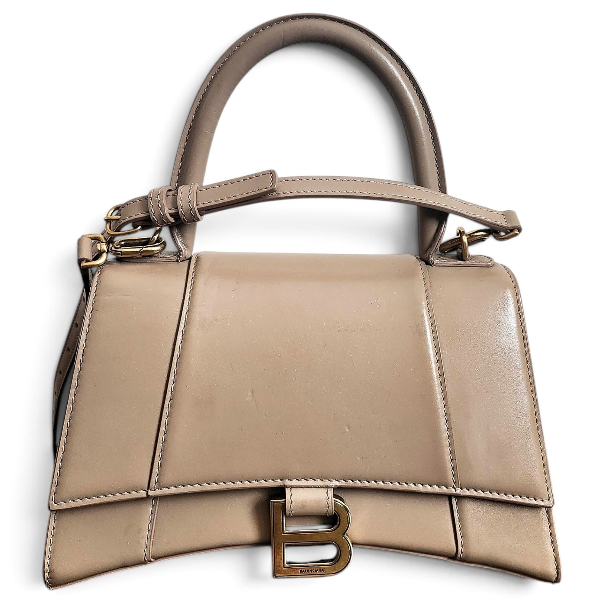 Hourglass leather handbag