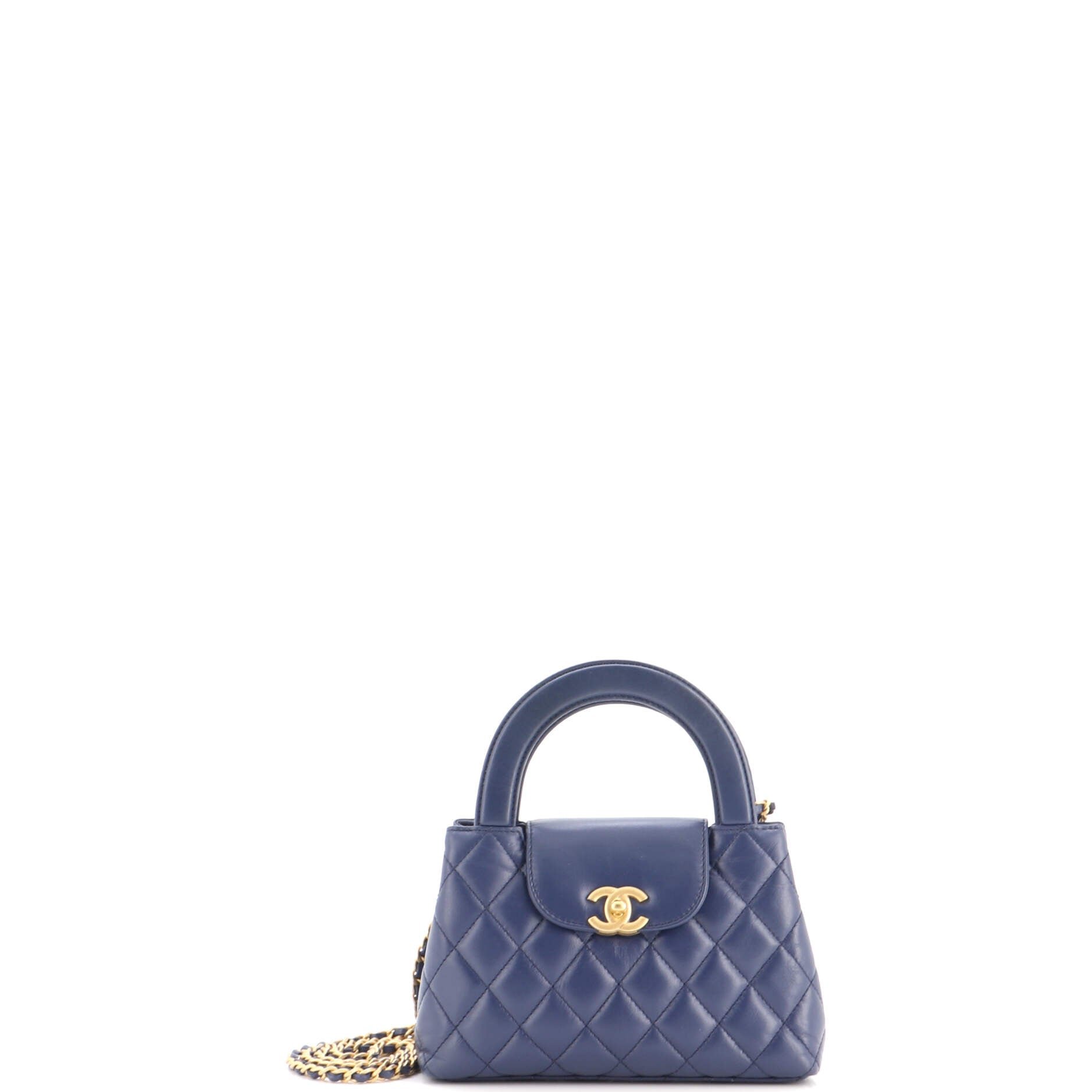 Kelly Top Handle Shopping Bag Quilted Shiny Aged Calfskin Mini