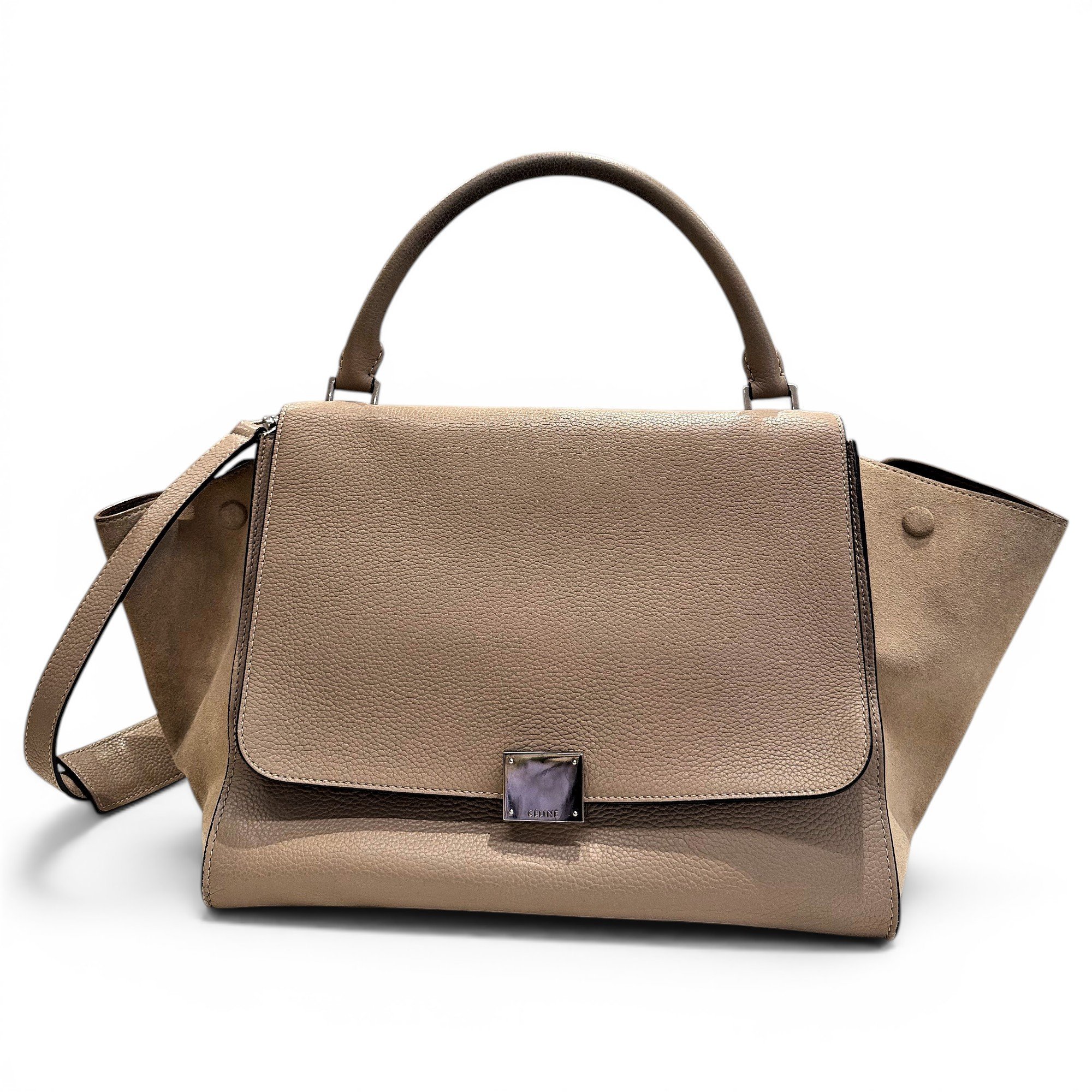 Trapèze leather handbag
