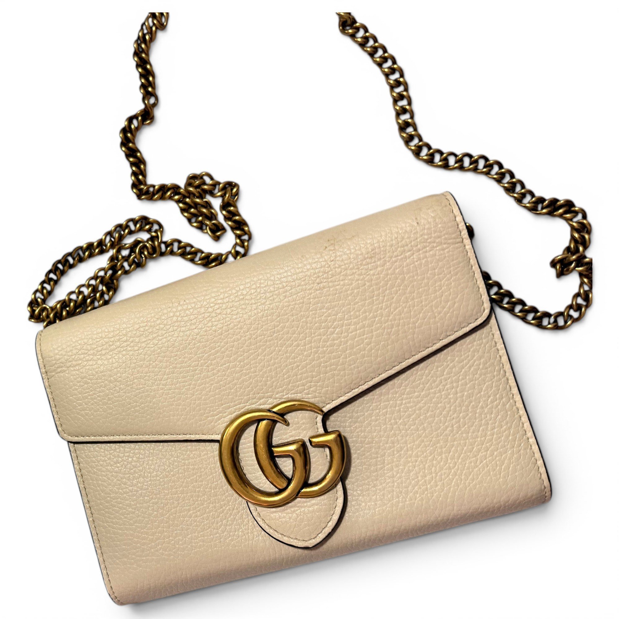 Pearly GG Marmont Chain Wallet leather crossbody bag