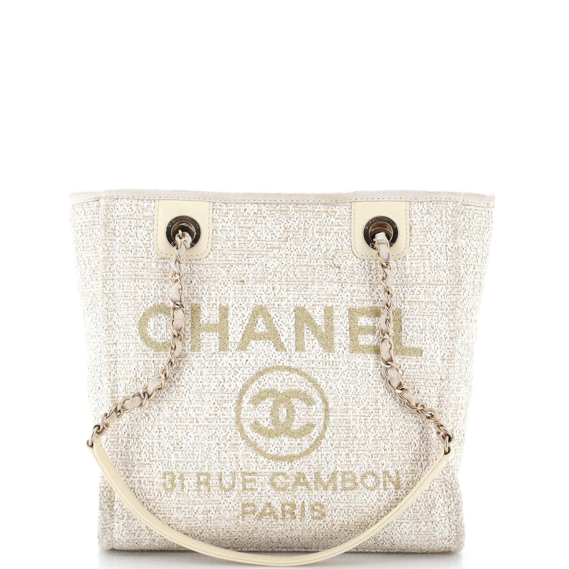 North South Deauville Tote Raffia with Glitter Detail Small