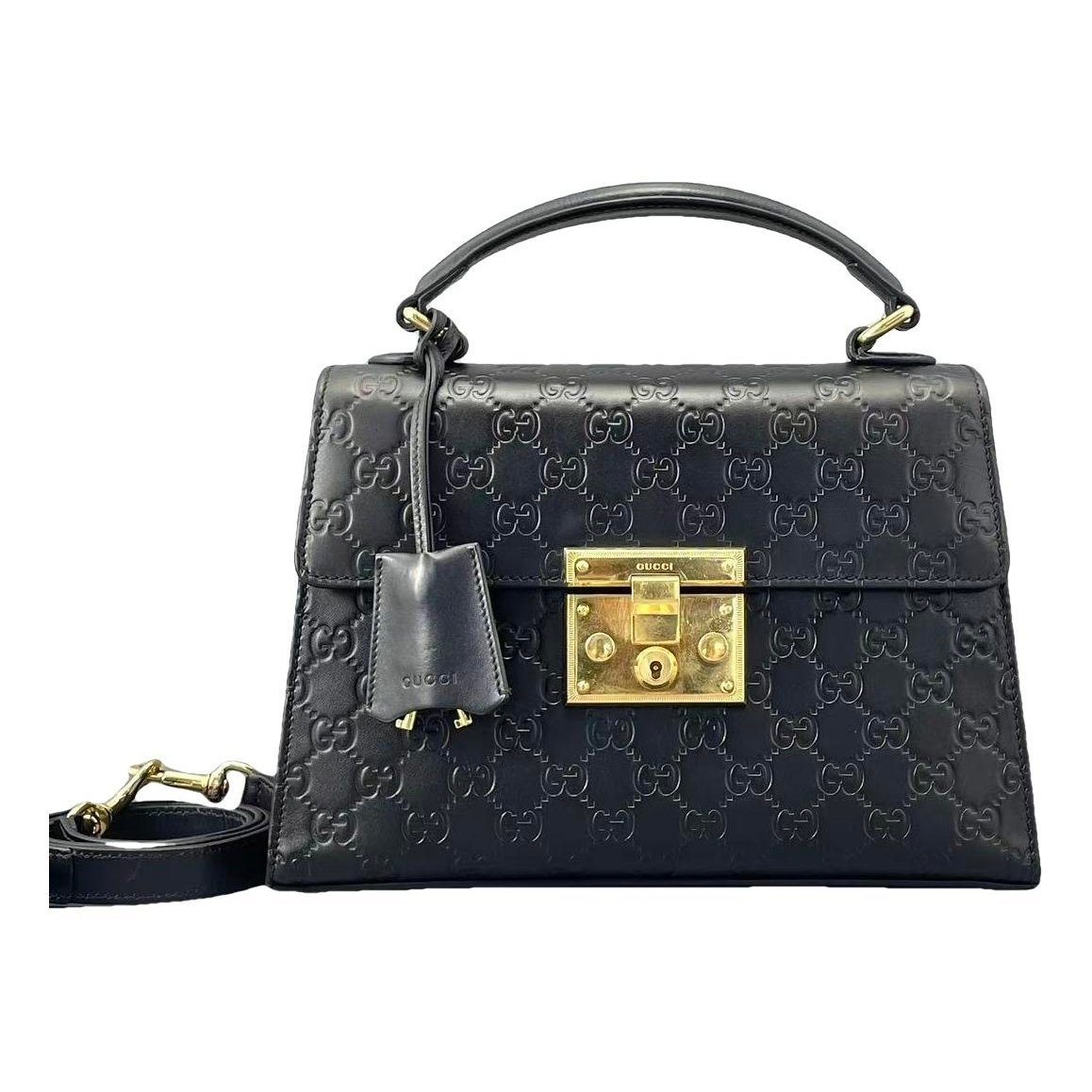 Padlock leather handbag