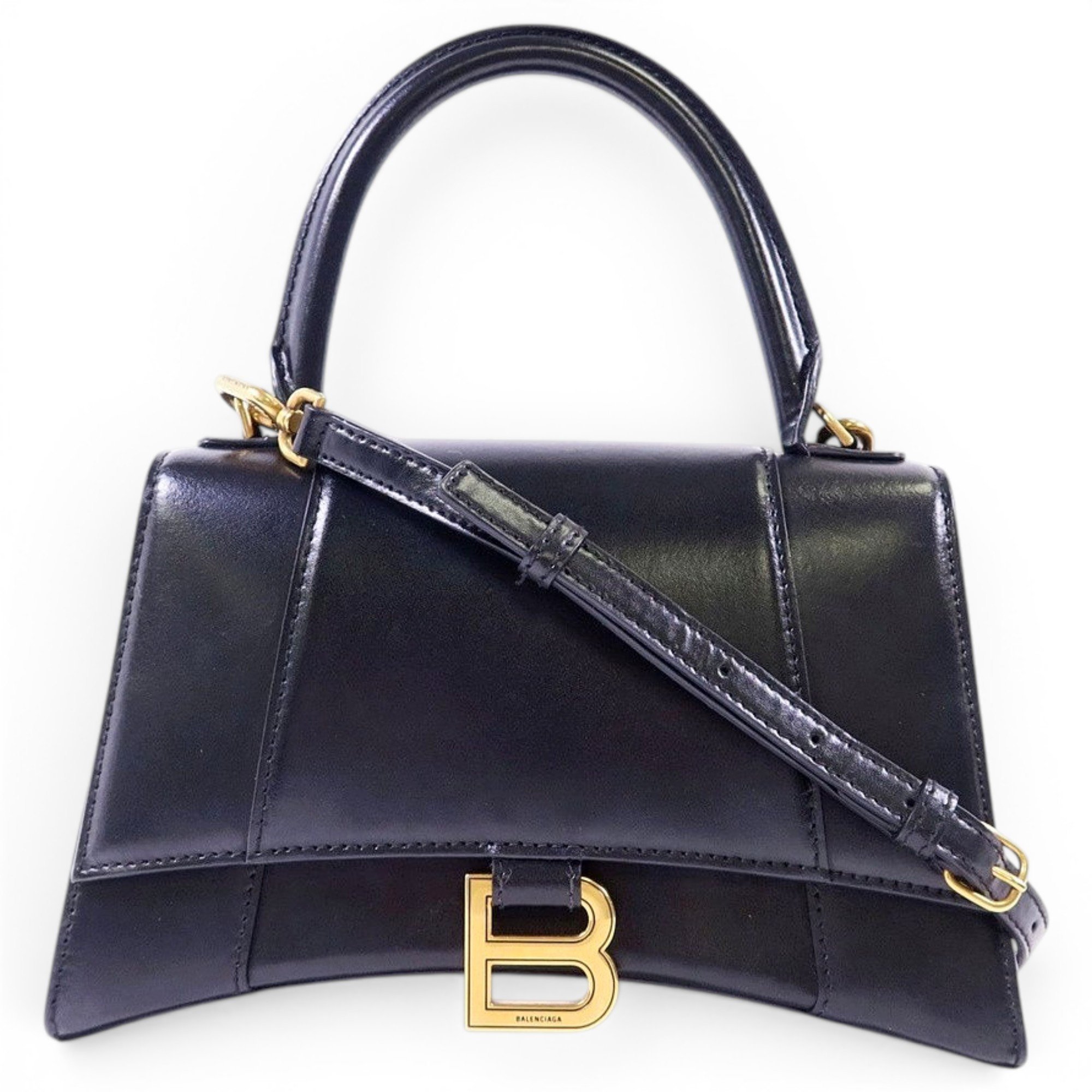 Hourglass leather handbag