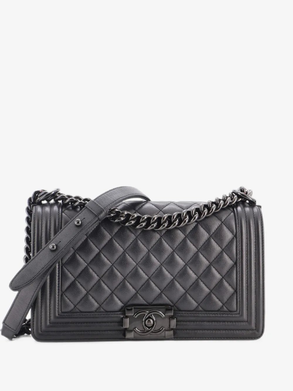 So Black Boy Flap Bag Quilted Caviar Old Medium shoulder bag