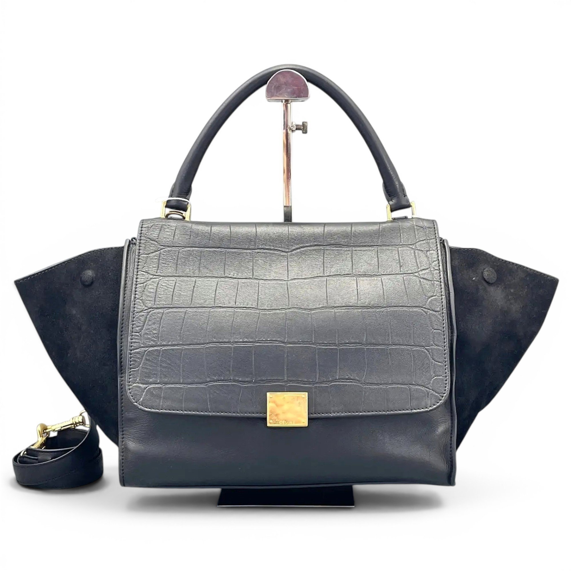 Trapèze leather handbag