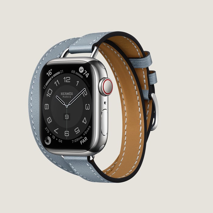 Bleu Lin Band Apple Watch Hermes Double Tour 41 mm attelage