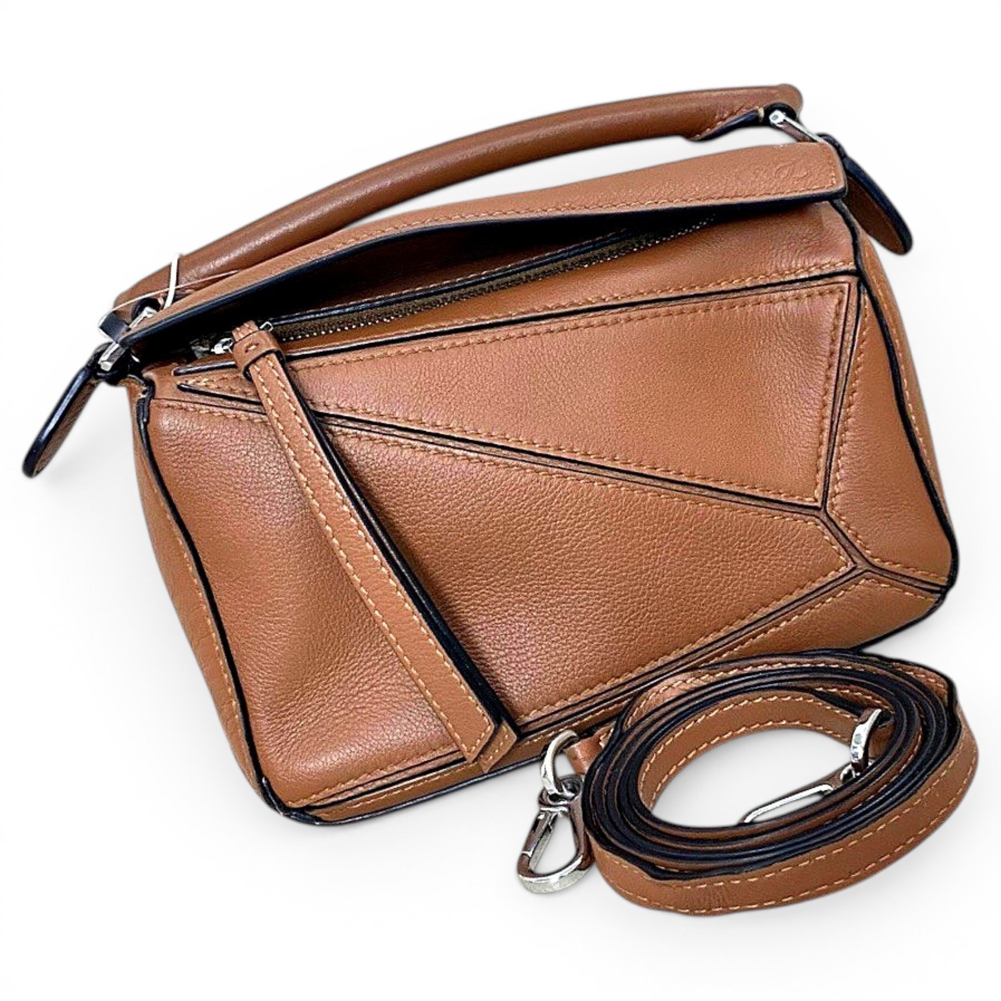 Puzzle leather handbag