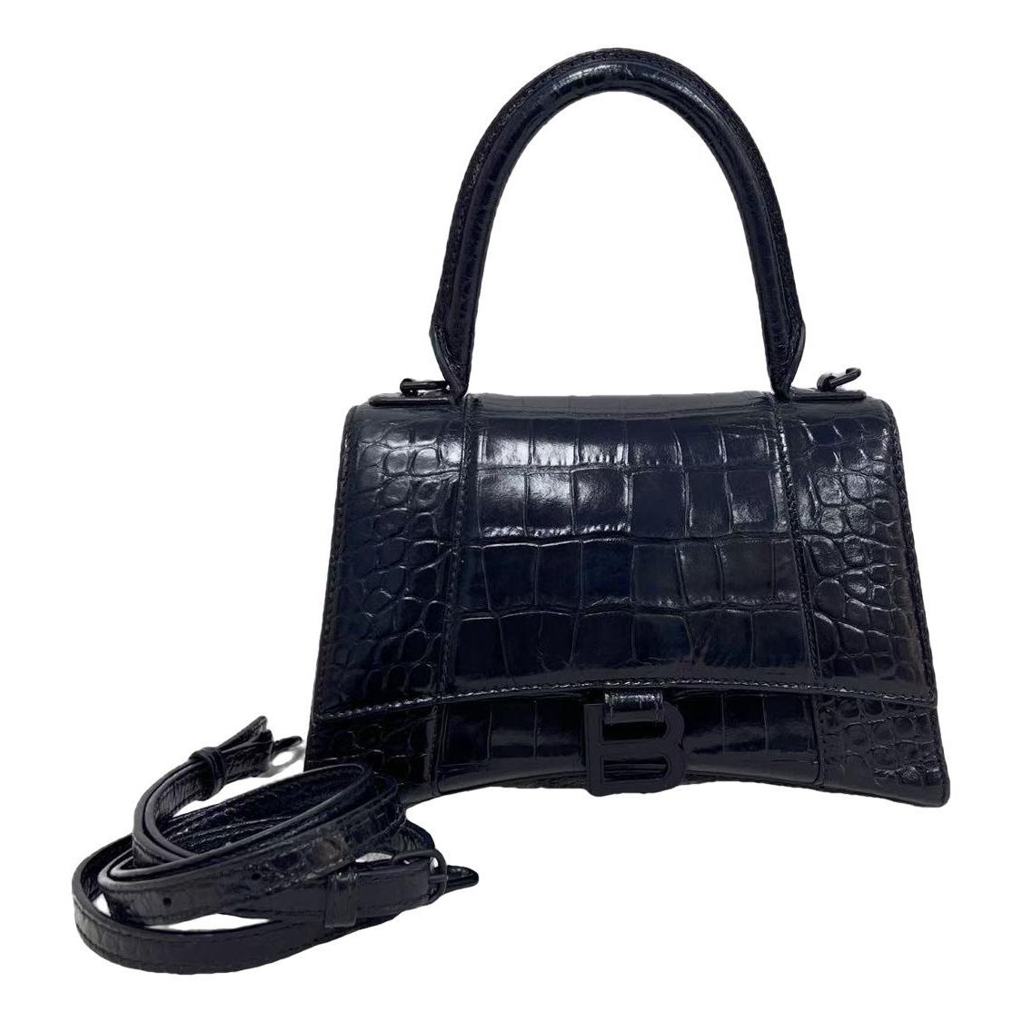 Hourglass leather handbag
