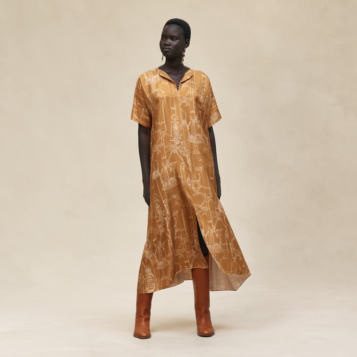 Marron Ocre "Etriers Remix" Classic Caftan