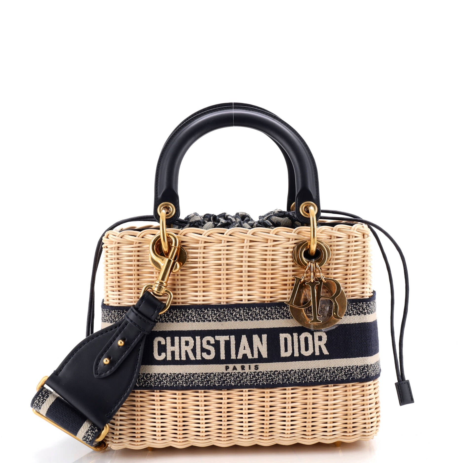 Dior Lady Dior Bag Wicker and Oblique Canvas Medium