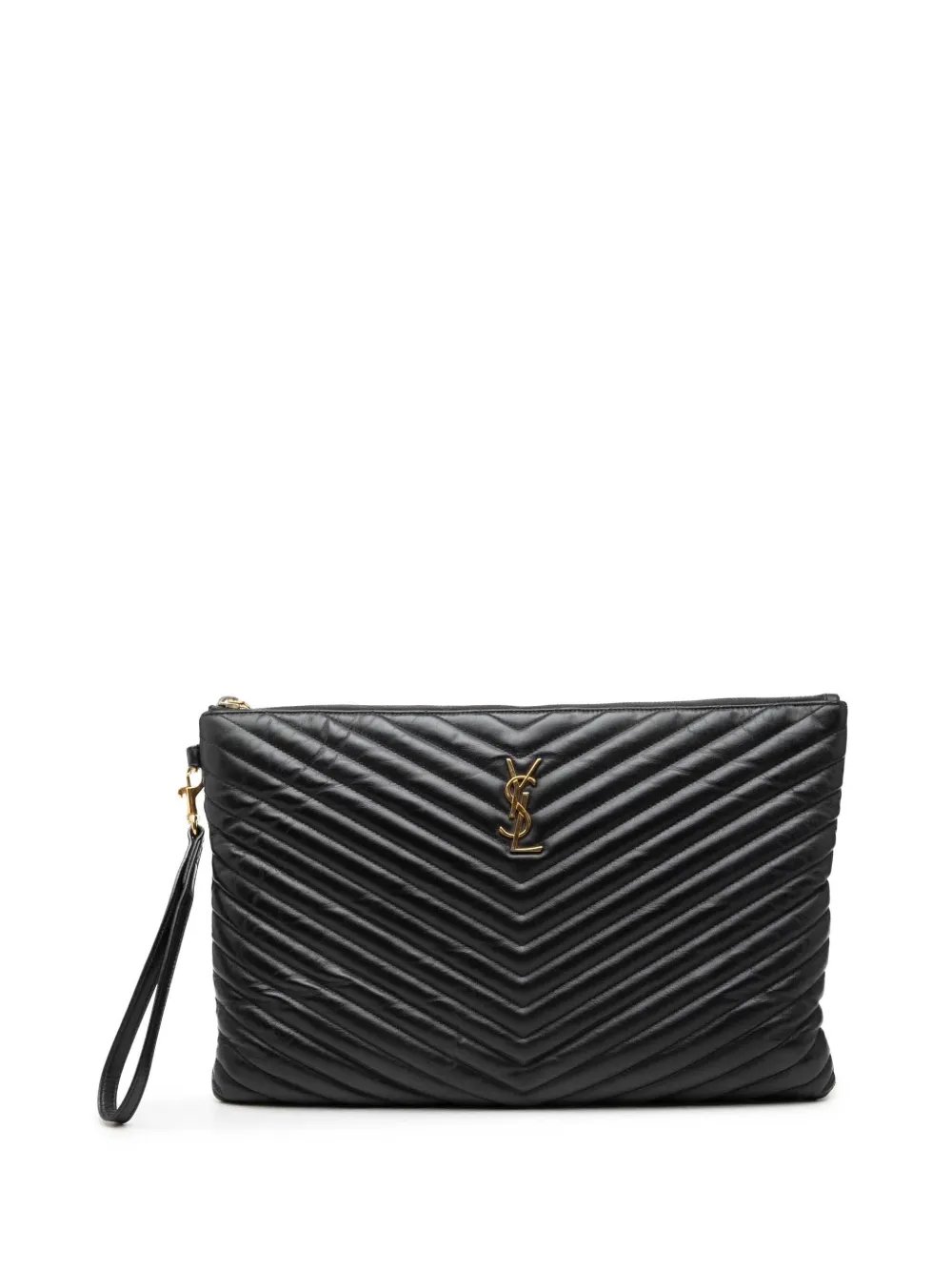 2017 Chevron Leather Monogram Document Holder clutch bag