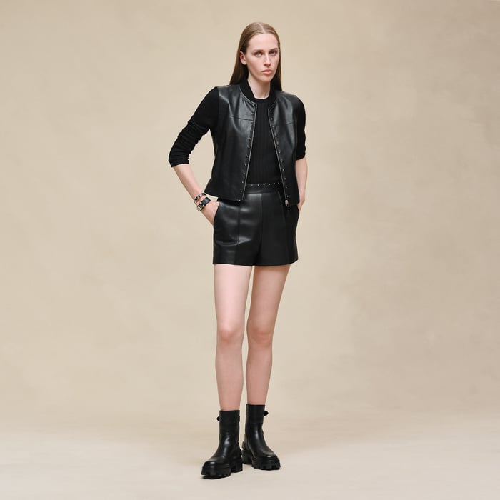 Noir Grained Goatskin Shorts