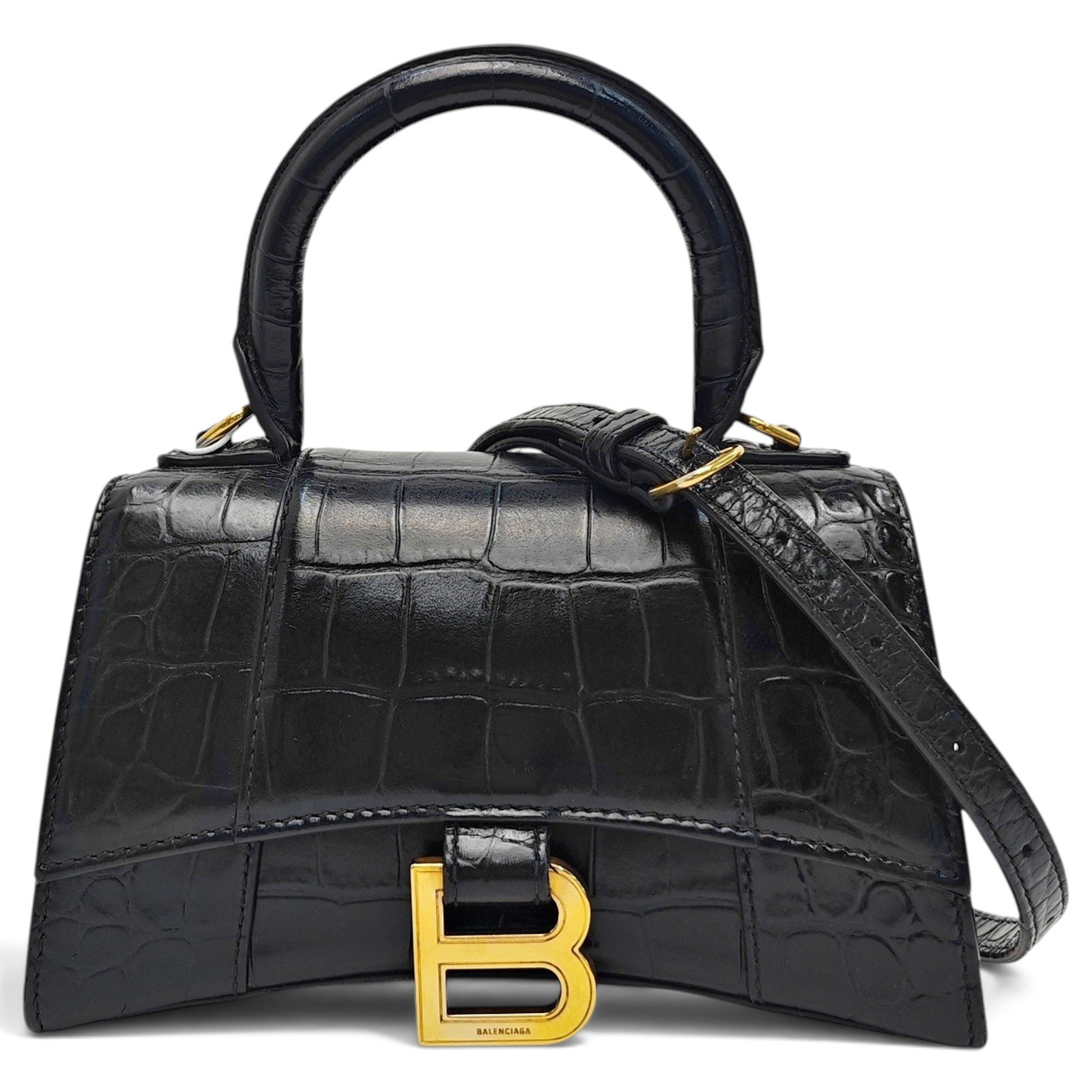 Hourglass leather handbag