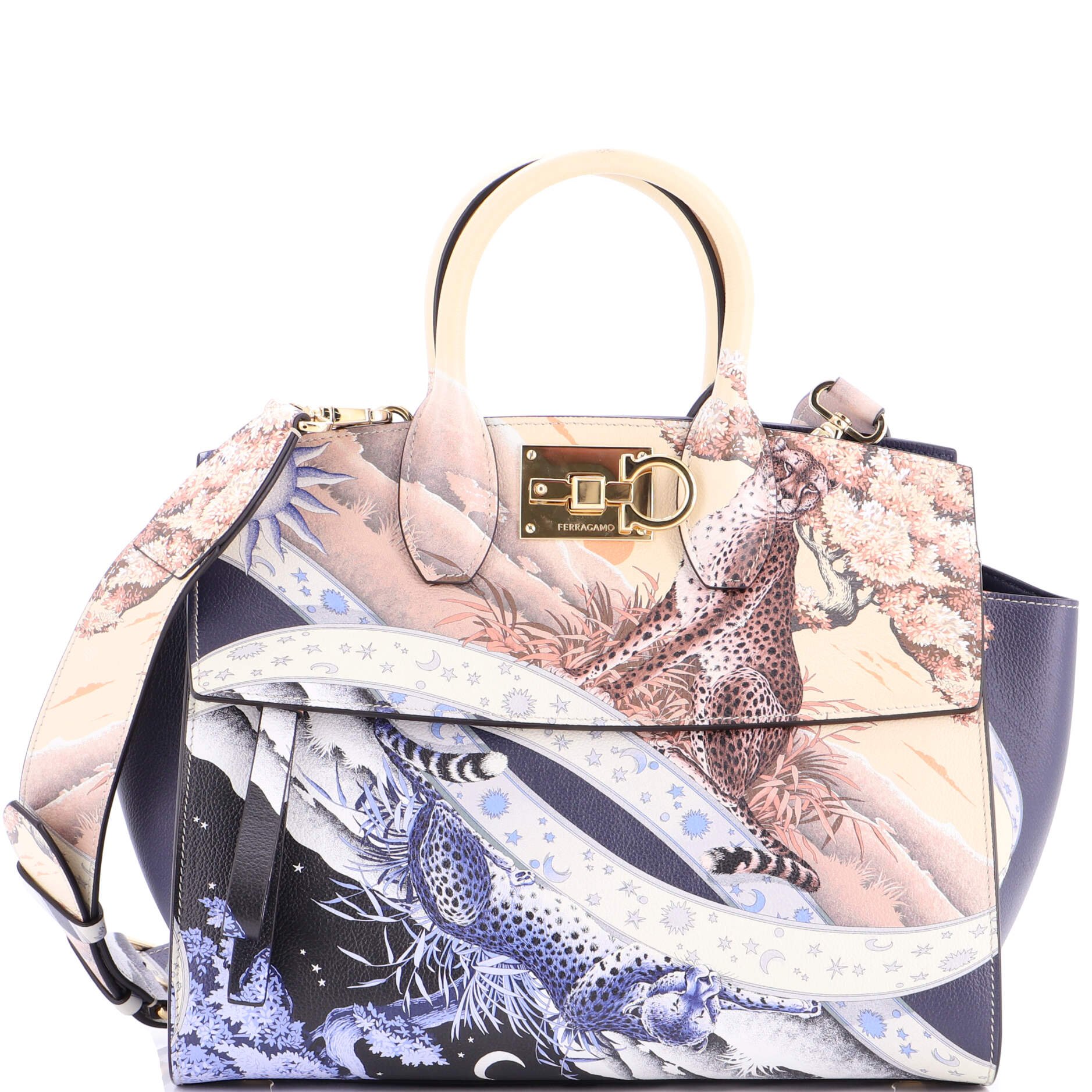 Salvatore Ferragamo Studio Satchel Printed Leather Medium