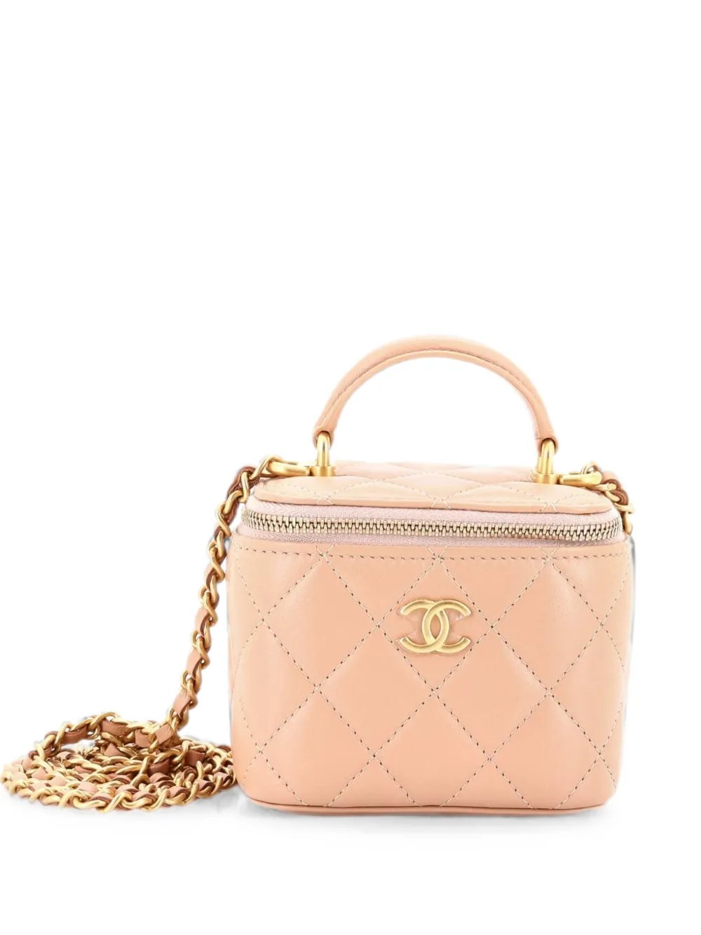 Classic Top Handle Vanity Case with Chain Quilted Lambskin Mini crossbody bag