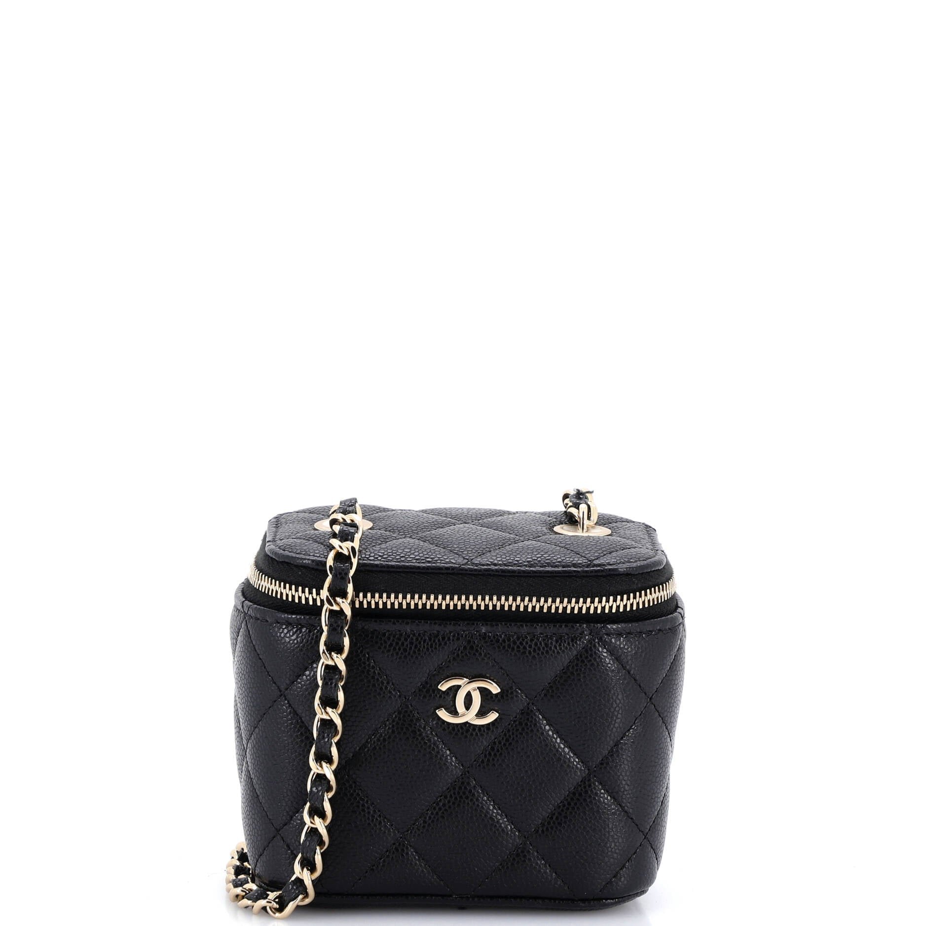 Classic Vanity Case with Chain Quilted Caviar Mini