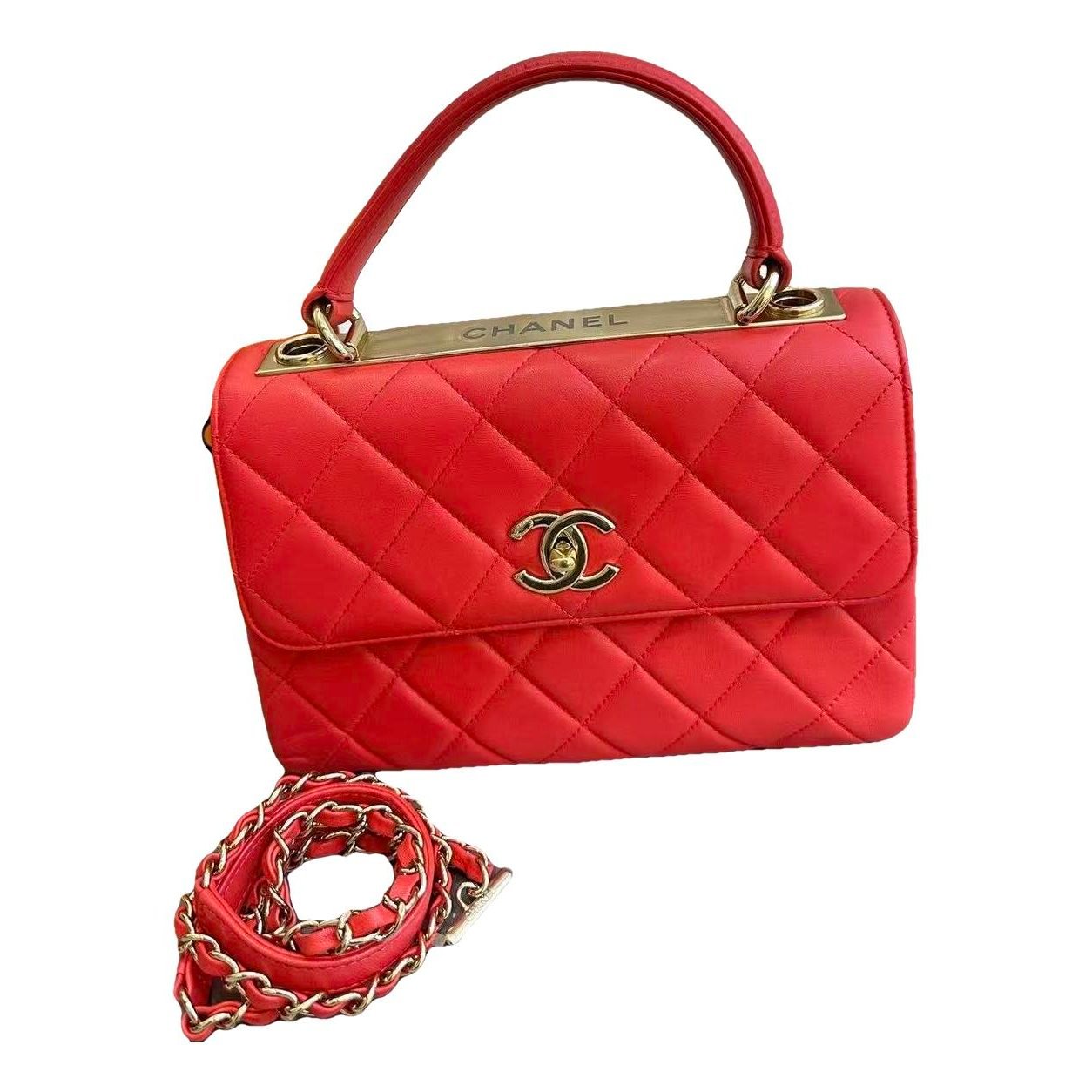 Trendy CC Top Handle leather handbag
