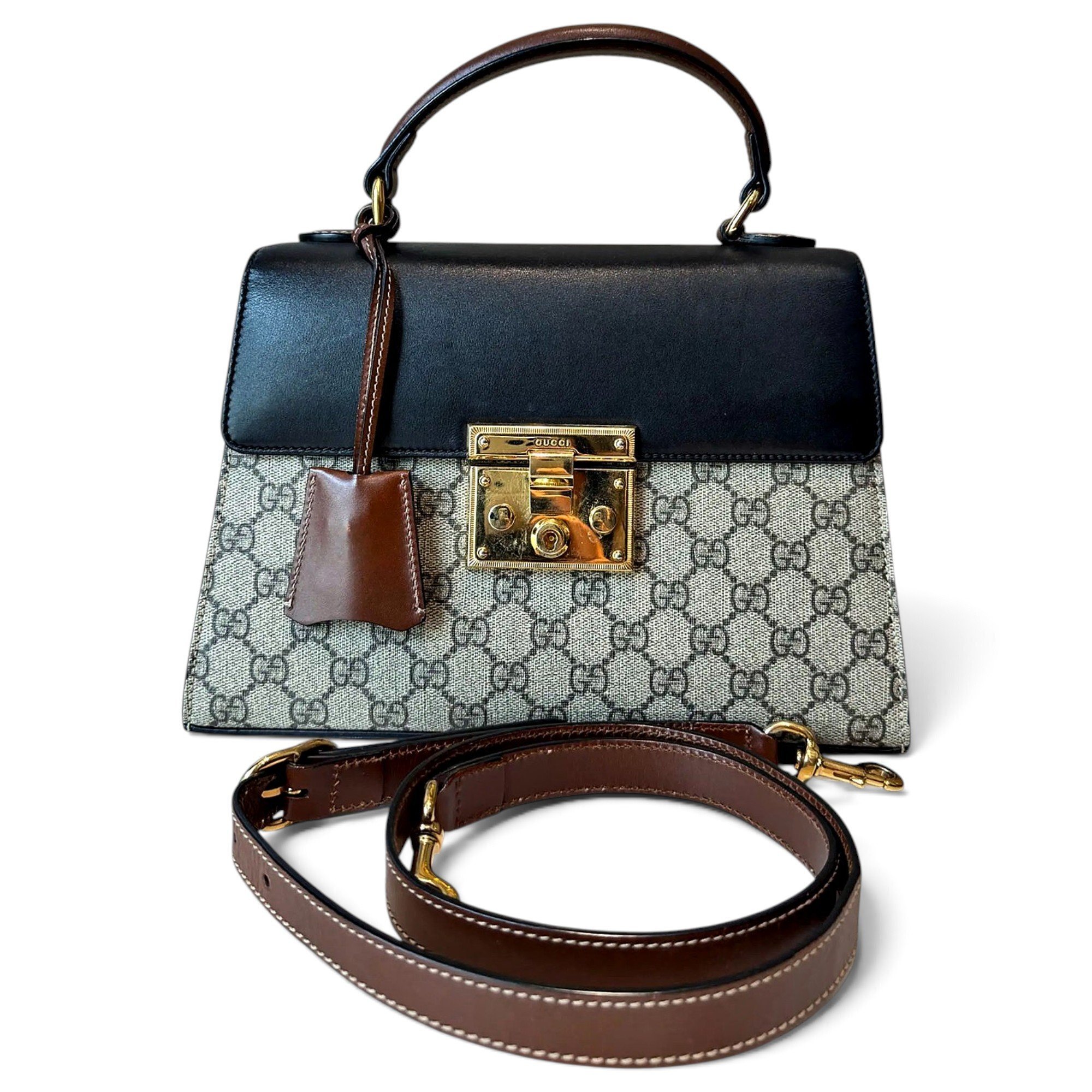 Padlock leather handbag