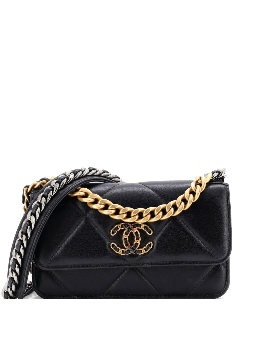 19 Flap Phone Holder with Chain Quilted Lambskin crossbody bag