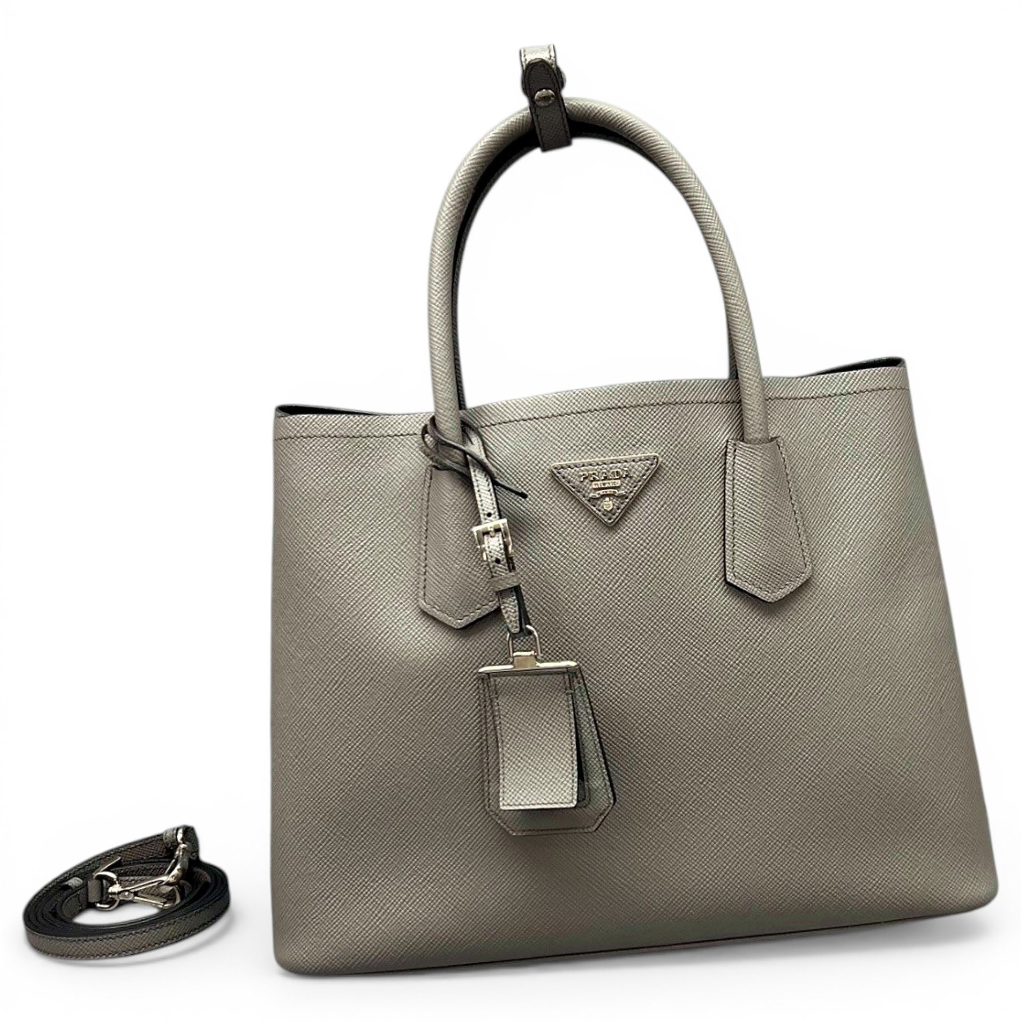 Double leather handbag