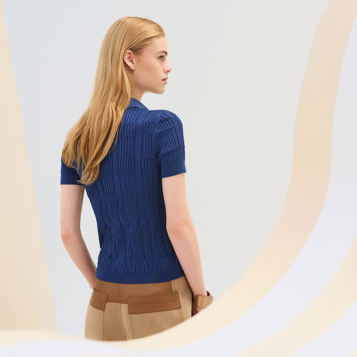 Bleu Hudson "Coaching" Short-sleeve Sweater