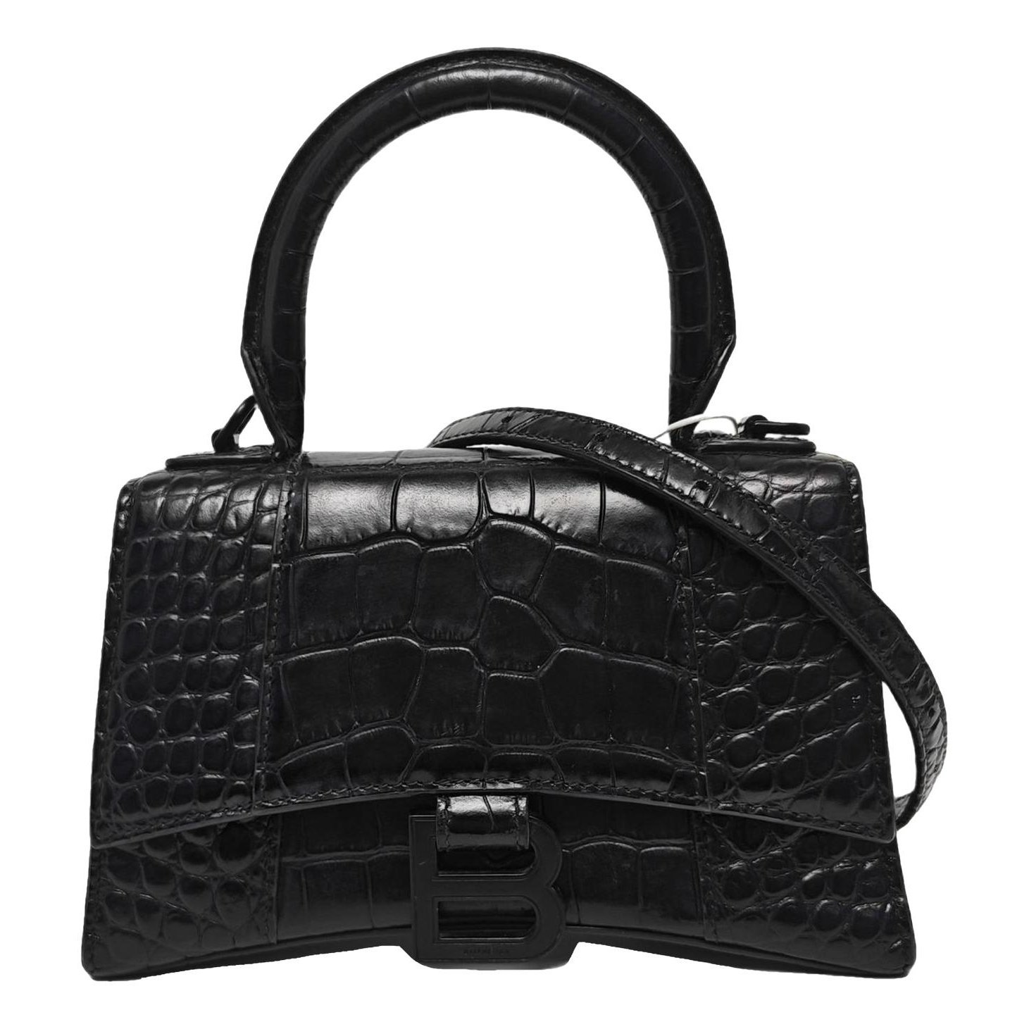 Hourglass leather handbag