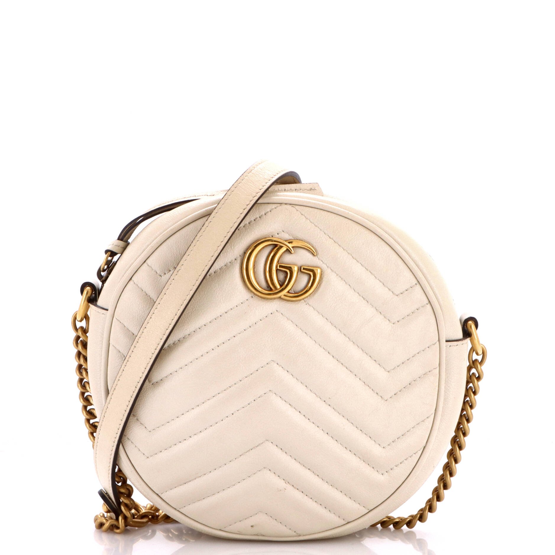 GG Marmont Round Shoulder Bag Matelasse Leather Mini