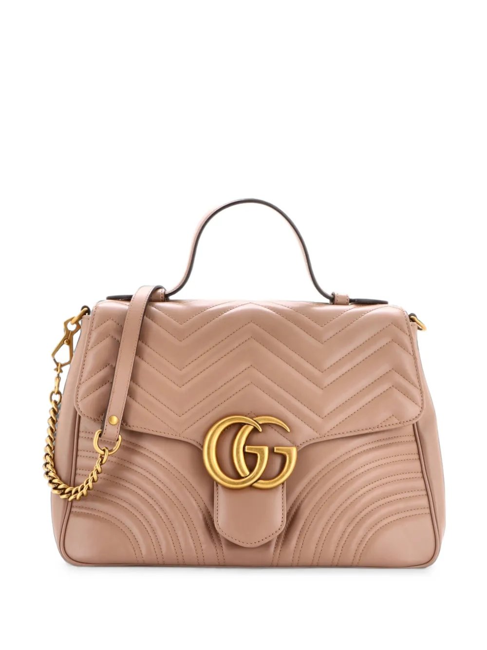 GG Marmont Top Handle Flap Bag Matelasse Leather Medium satchel