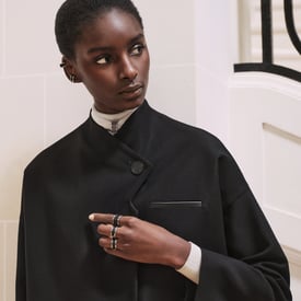 Jacket with leather detail