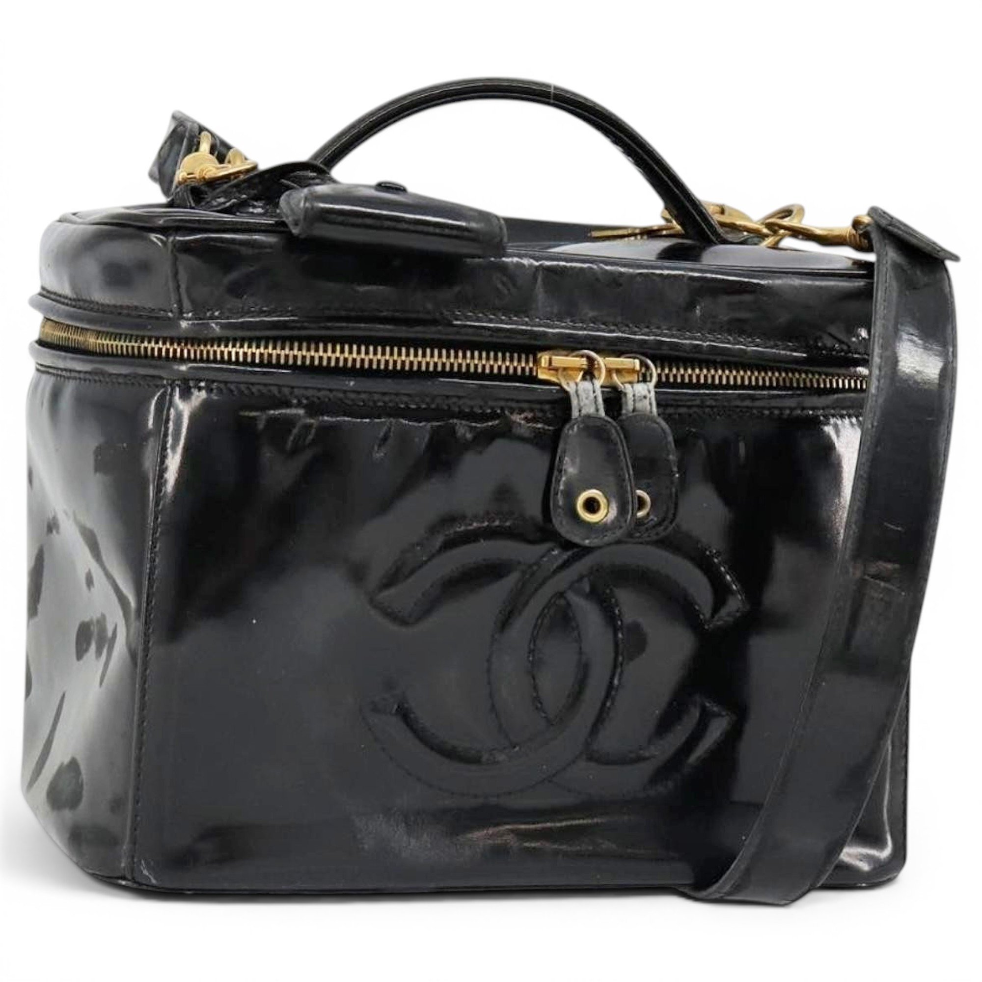 Vanity patent leather handbag