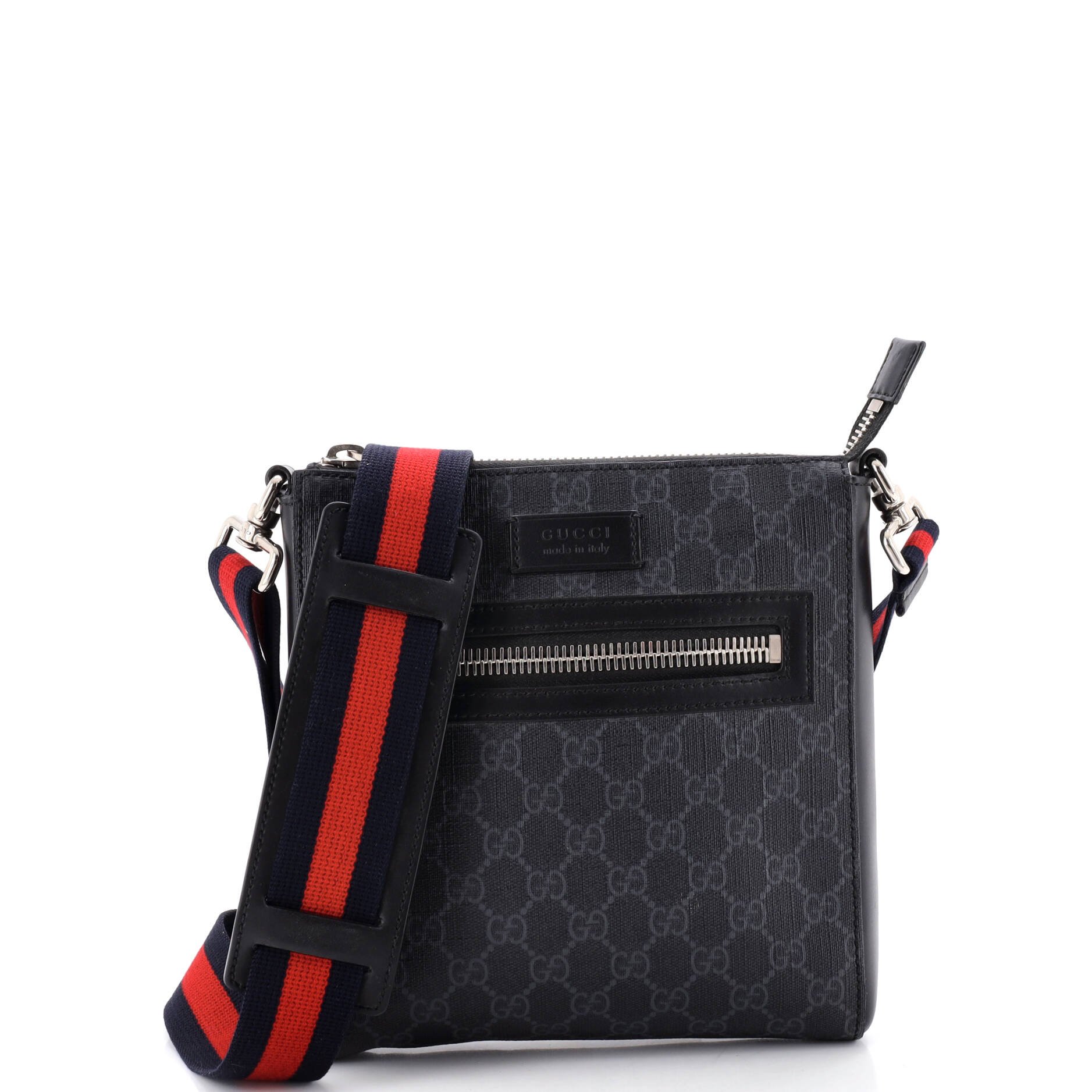 Web Strap Front Zip Messenger Bag GG Coated Canvas Small
