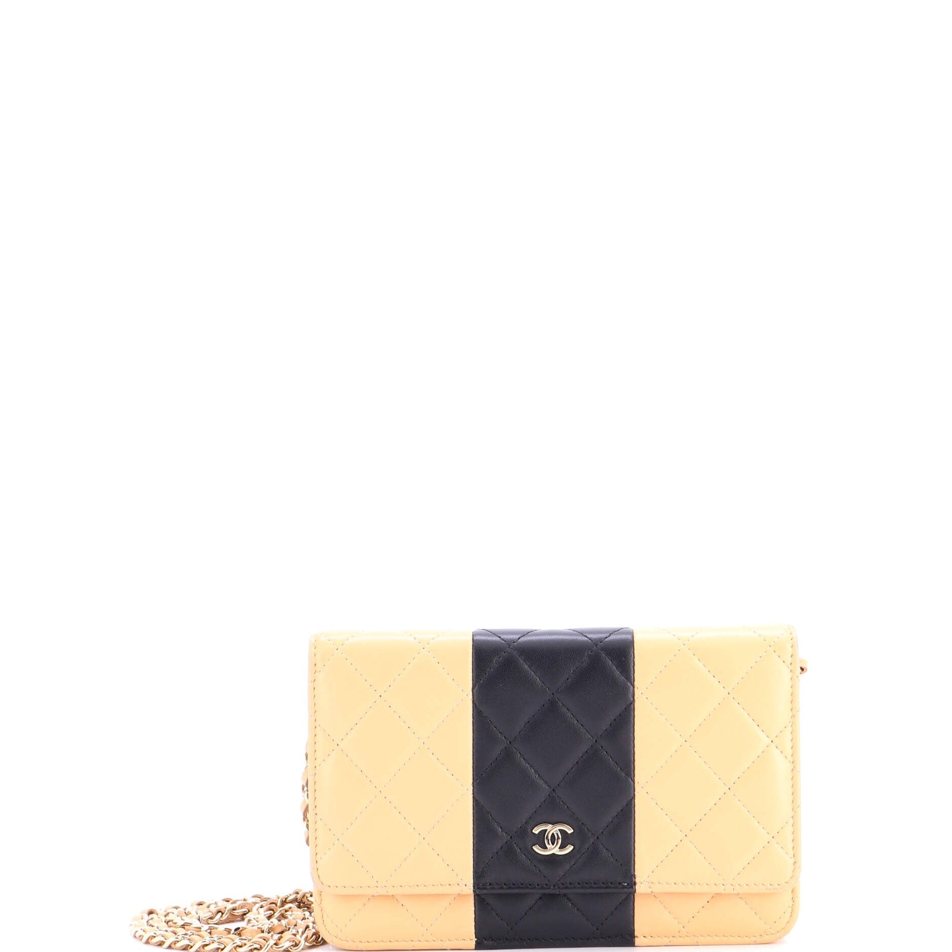 Bicolor Two Tone Wallet on Chain Quilted Lambskin