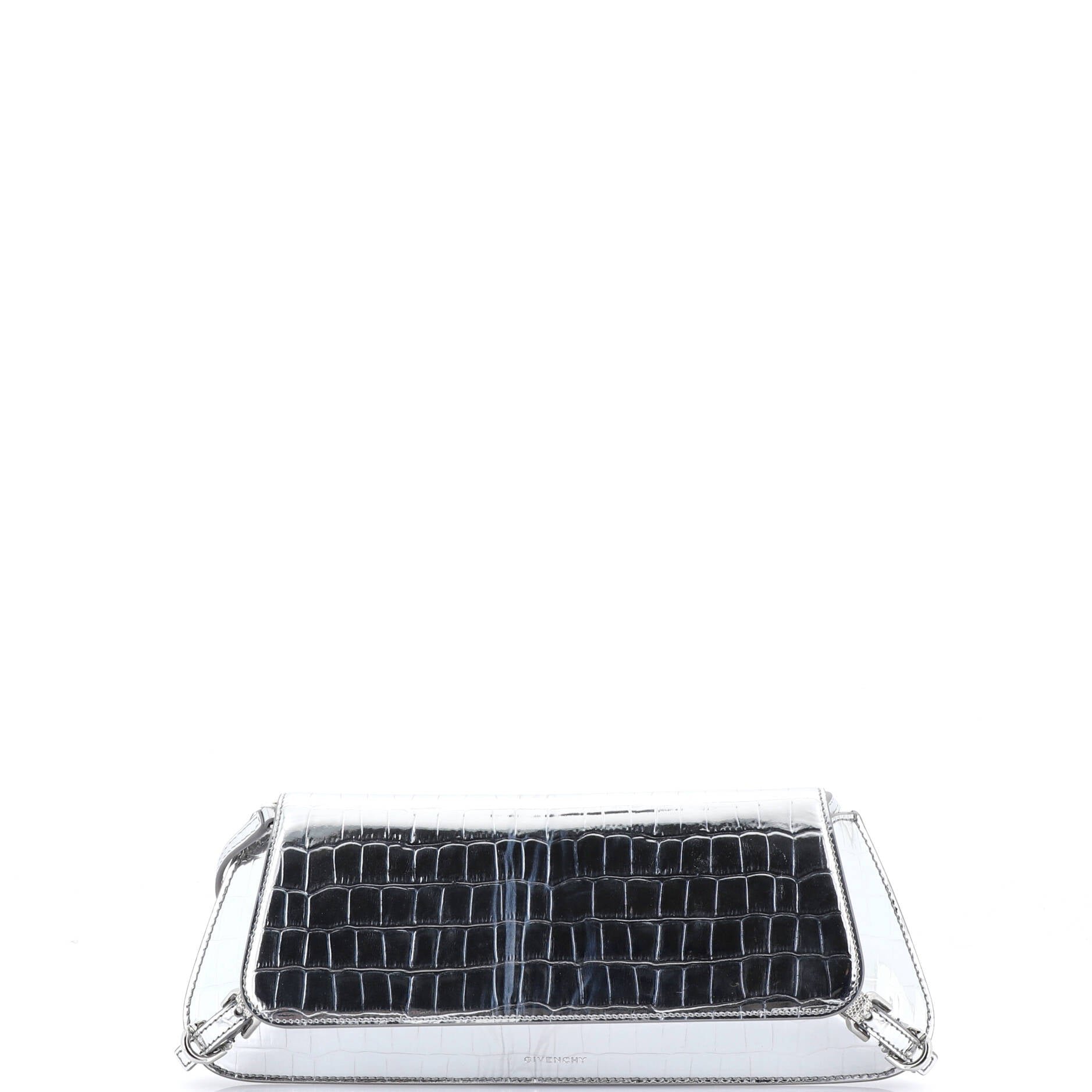 Givenchy Voyou Strap Clutch Crocodile Embossed Leather East West
