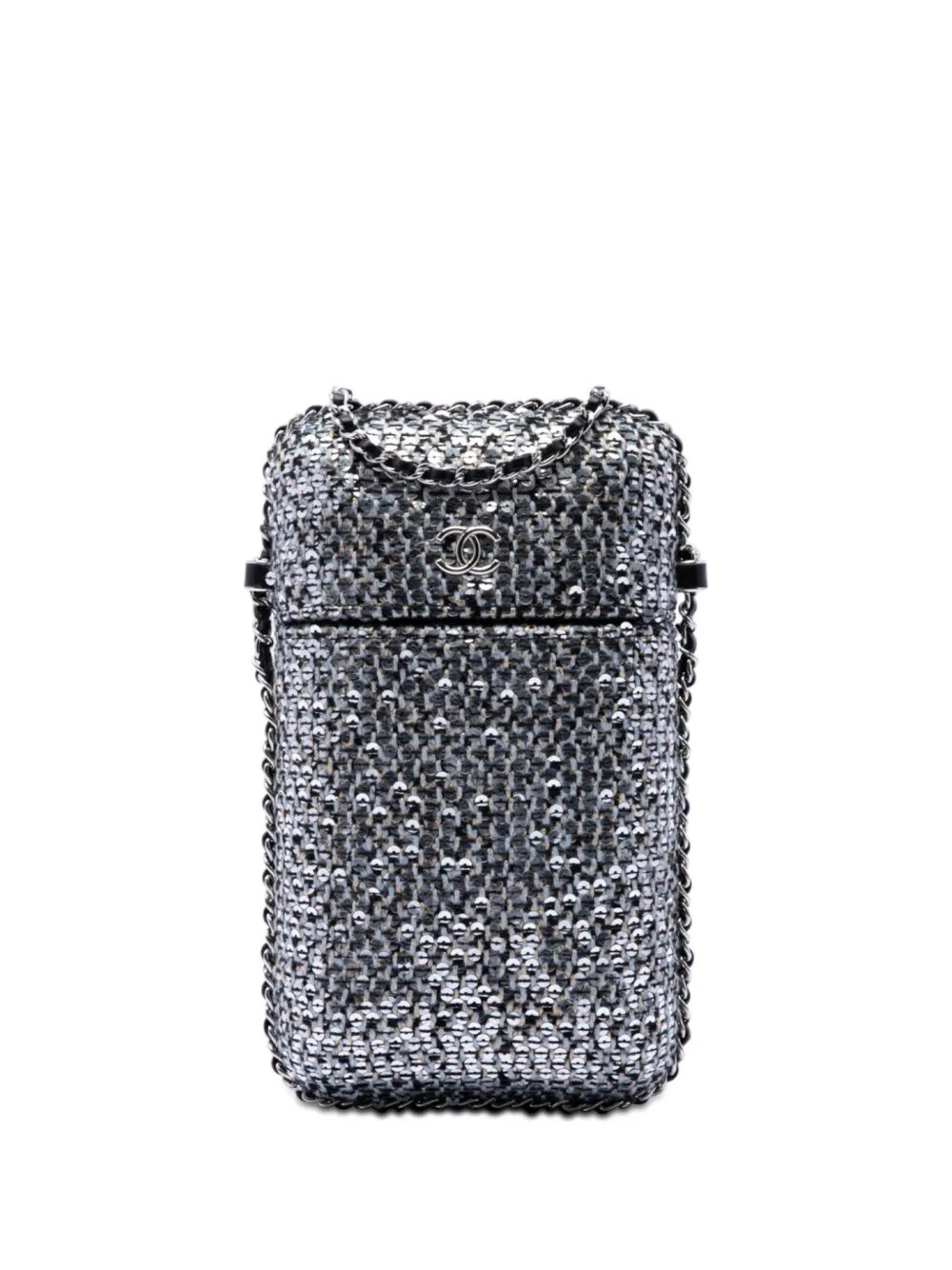 2019 CC Tweed and Sequin Chain Around Phone Holder crossbody bag