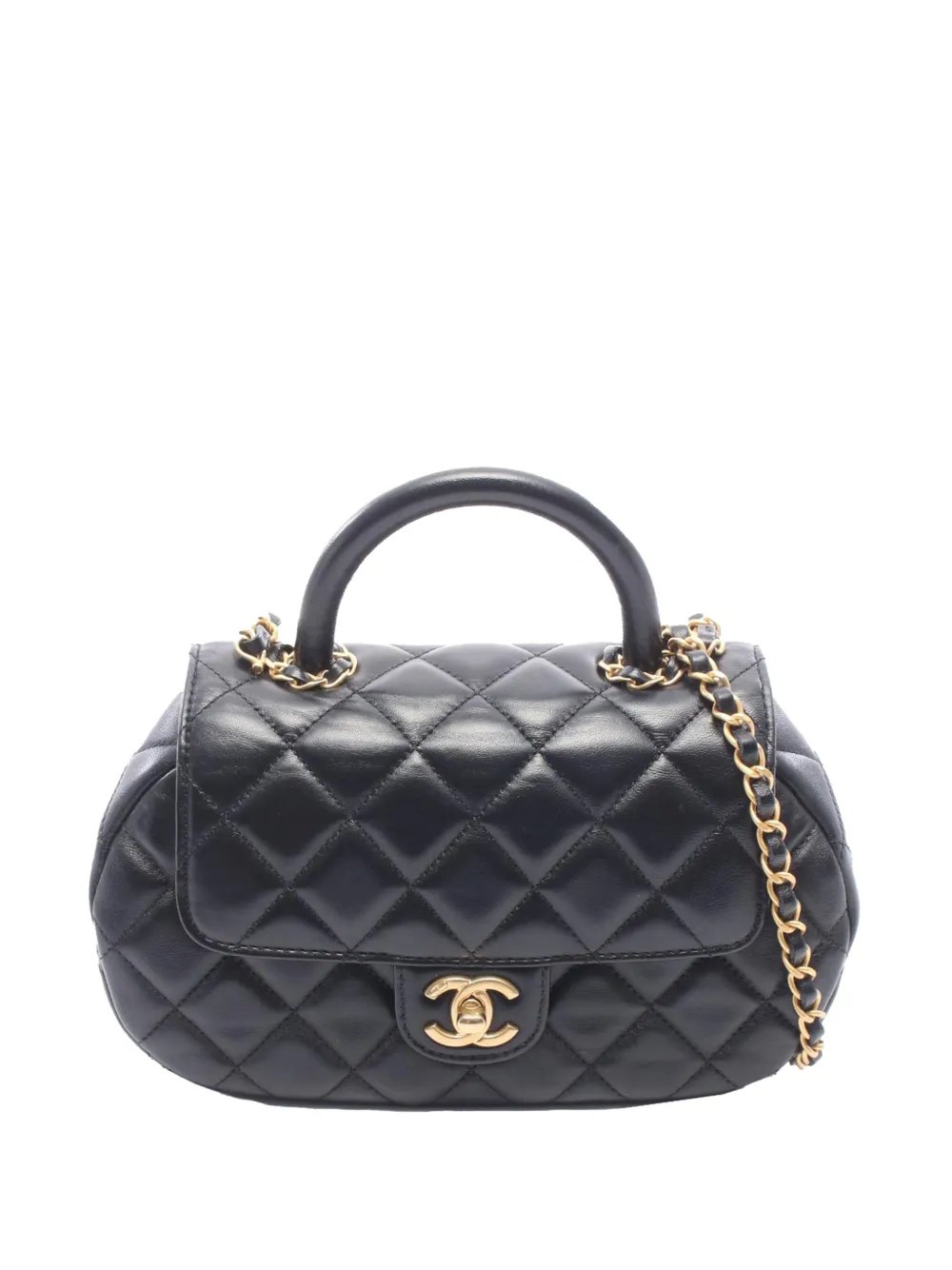 2021-2026 CC Quilted Lambskin Top Handle Flap satchel