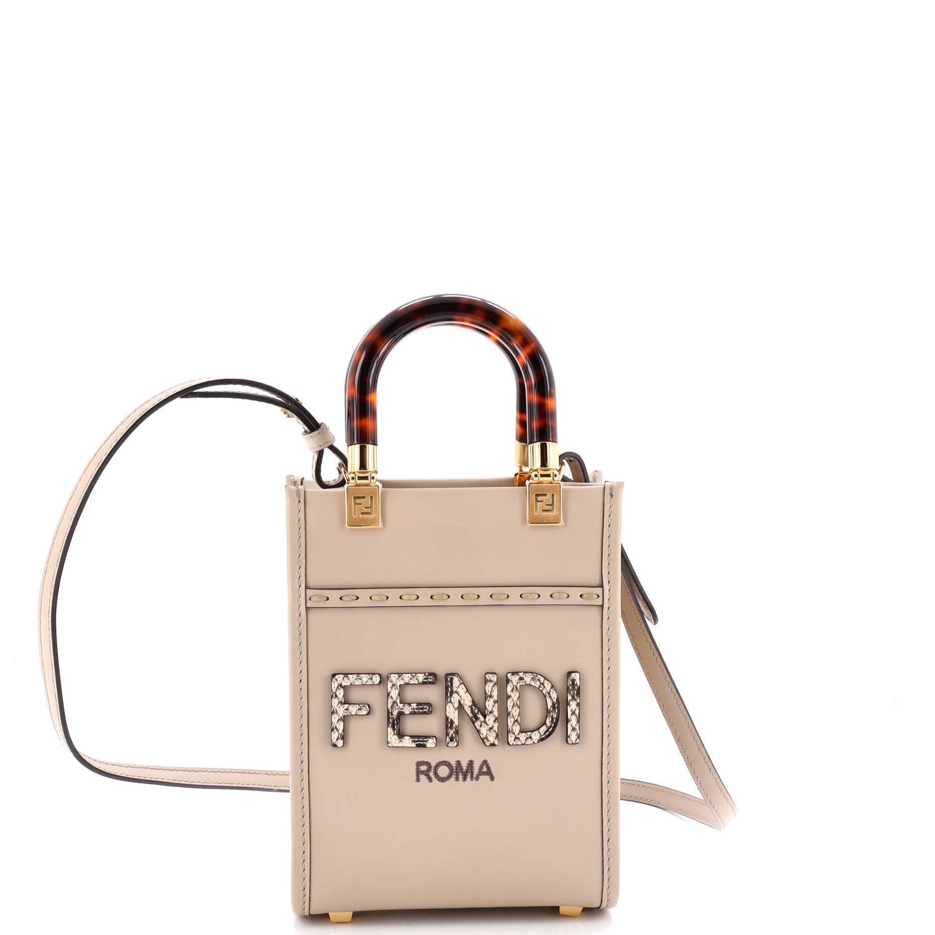 Sunshine Shopper Tote Leather with Snakeskin Mini